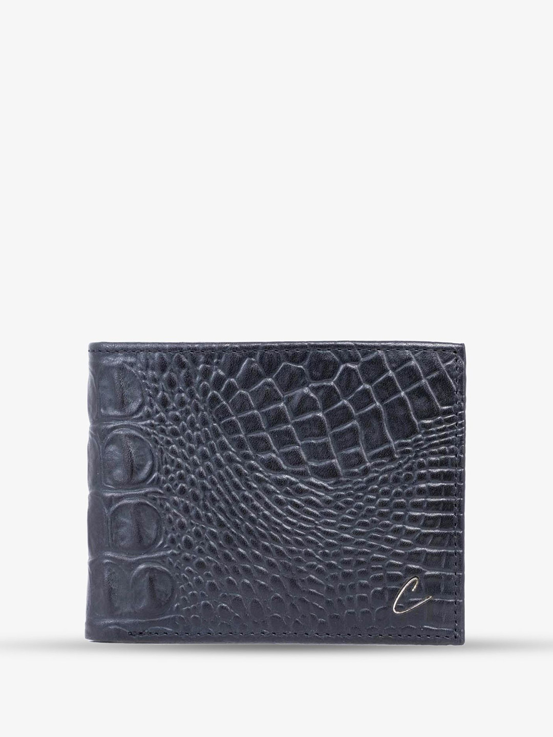 El'Curio Men Leather Textured Burma Bifold Coin Two Fold Wallet