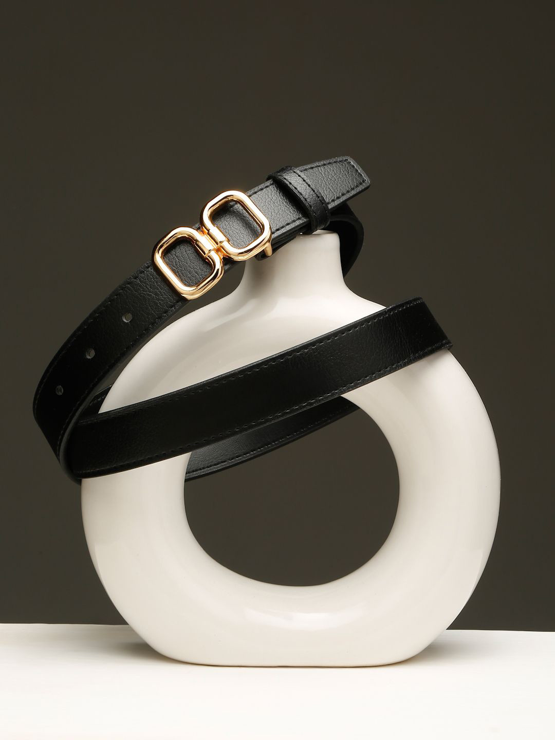 TYBELT Women PU Leather Belt with Gold Square Pin Buckle