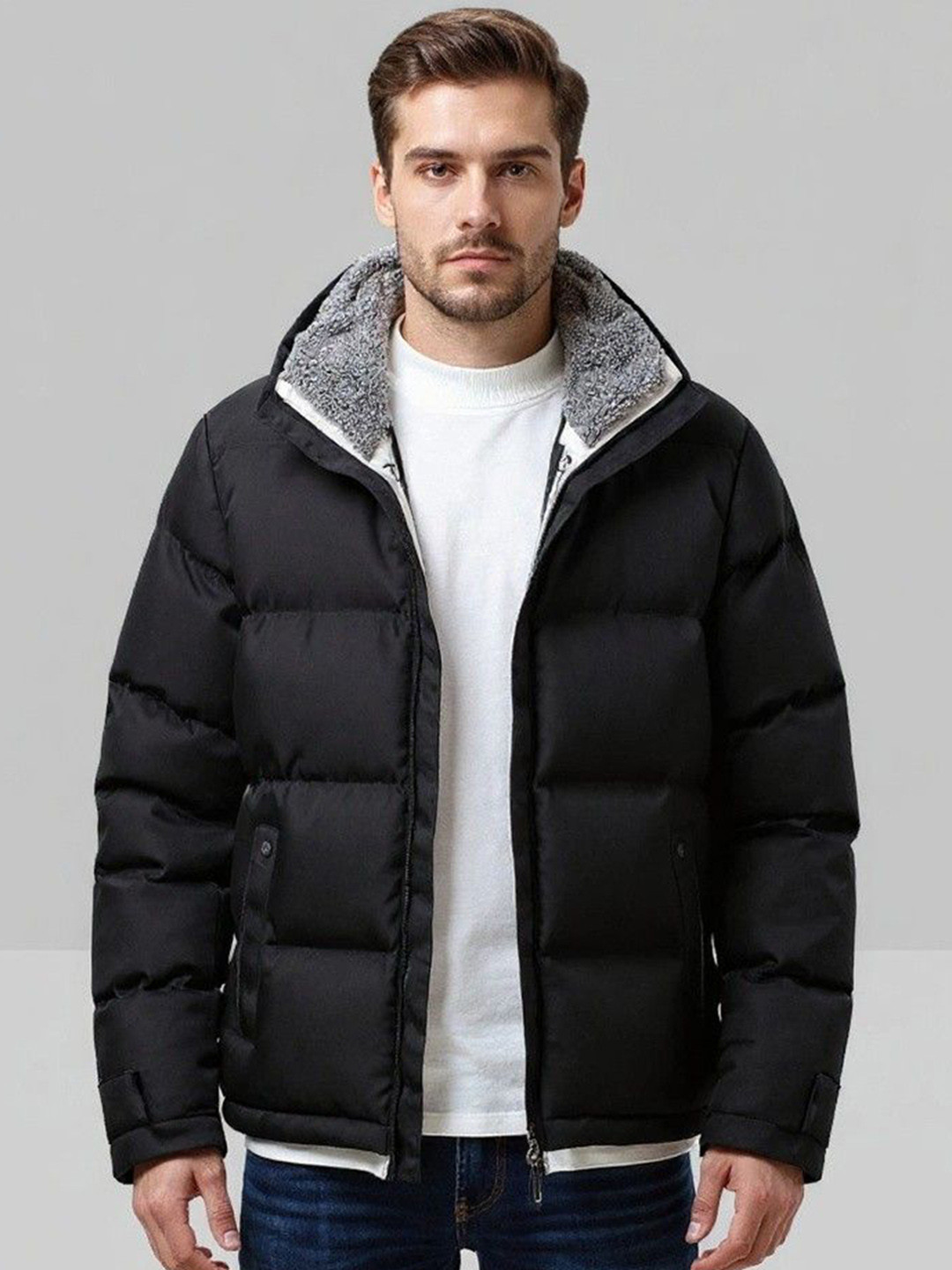 Mast & Harbour Mandarin Collar Puffer Jacket