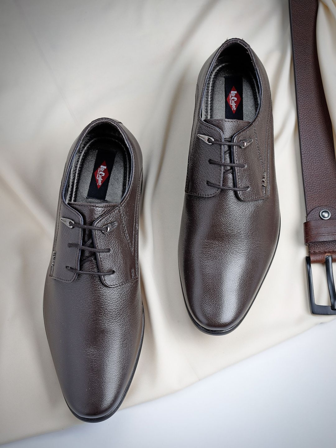 Lee Cooper Men Solid Brown Leather Comfortable and Lighweight Formal Shoes