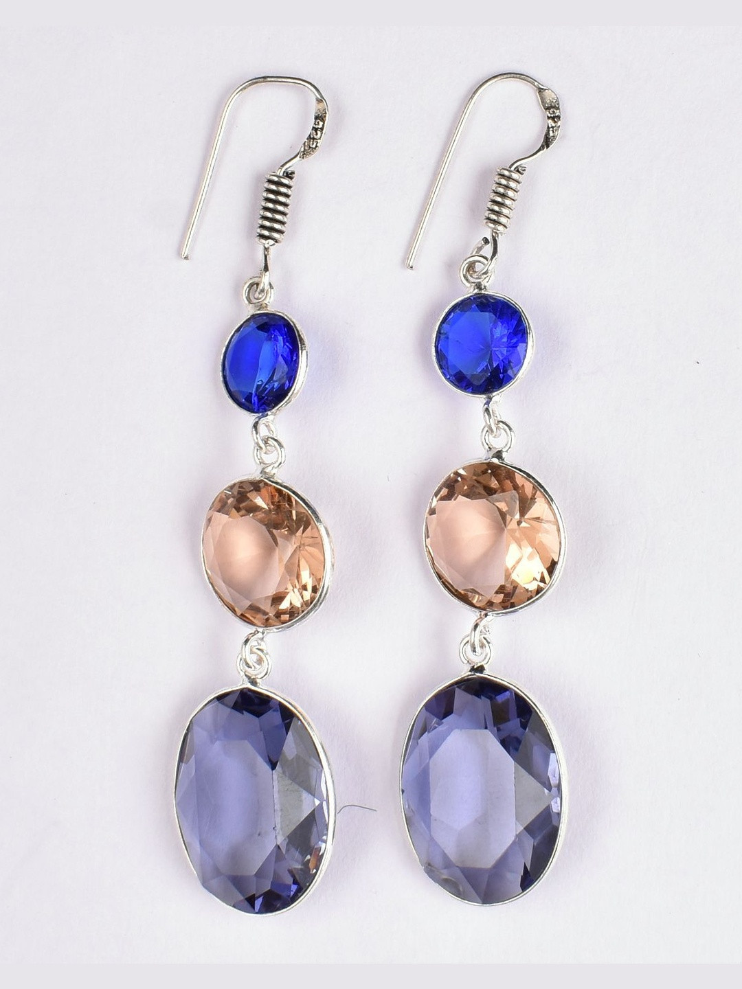 AAR Jewels Women Rhodium-Plated German Silver Cats Eye Drop Earrings