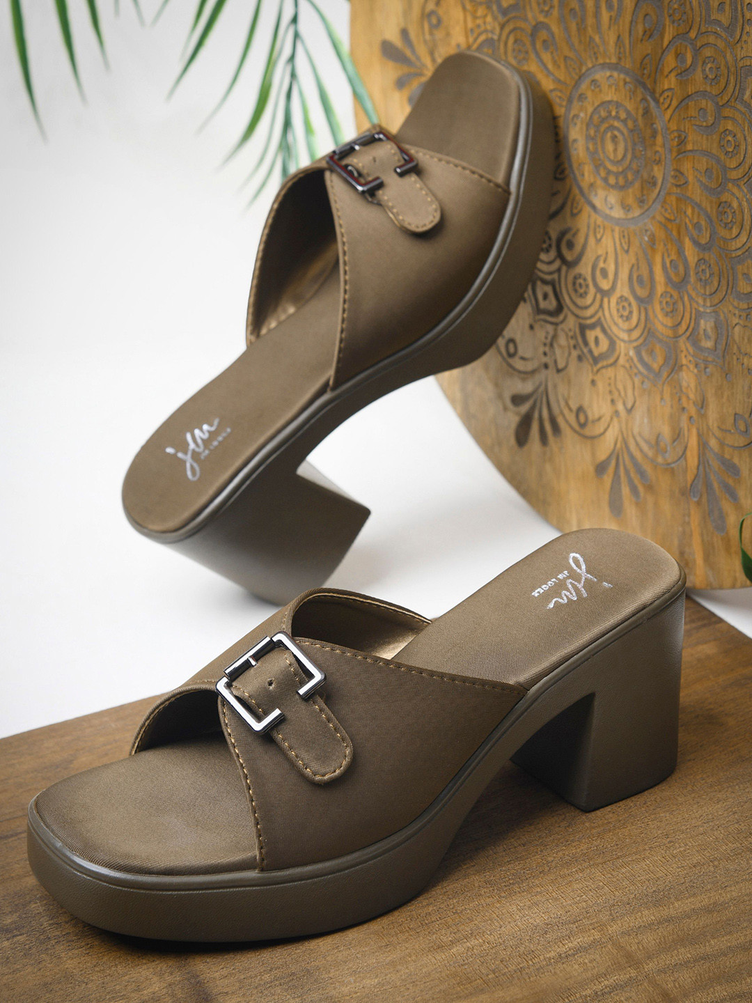 JM Looks Classic Buckle Strap Heels With Modern Design And Chunky Heel