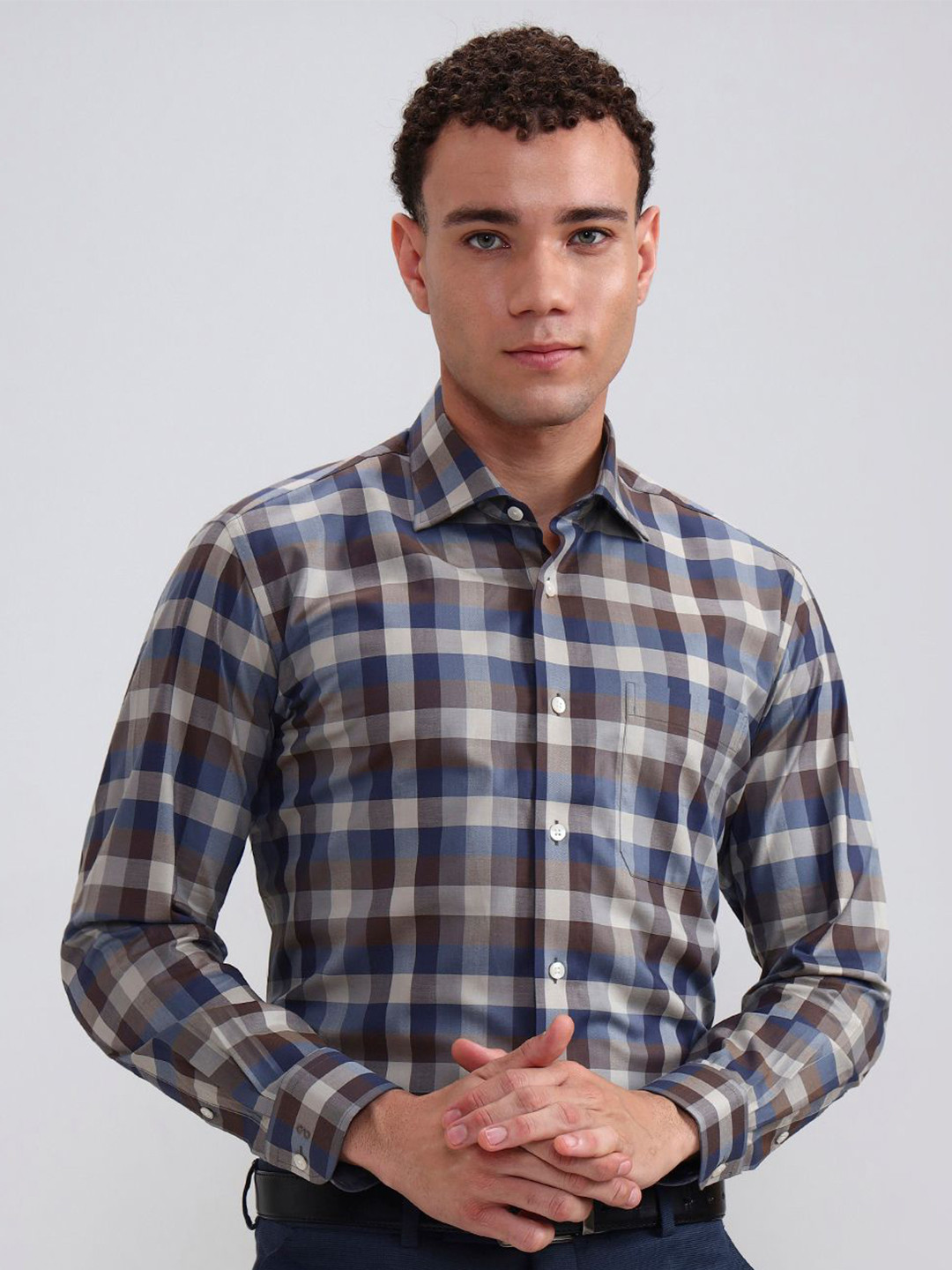 METAL Men Buffalo Checked Cotton Slim Fit Shirts