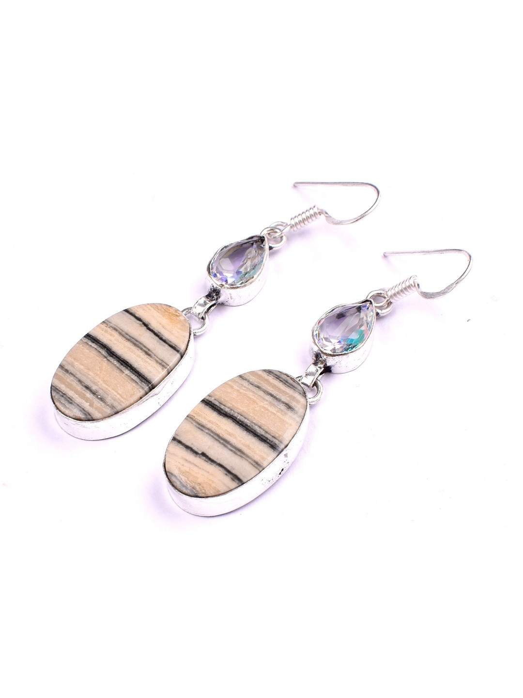 AAR Jewels Silver-Plated German Silver Opal Drop Earrings