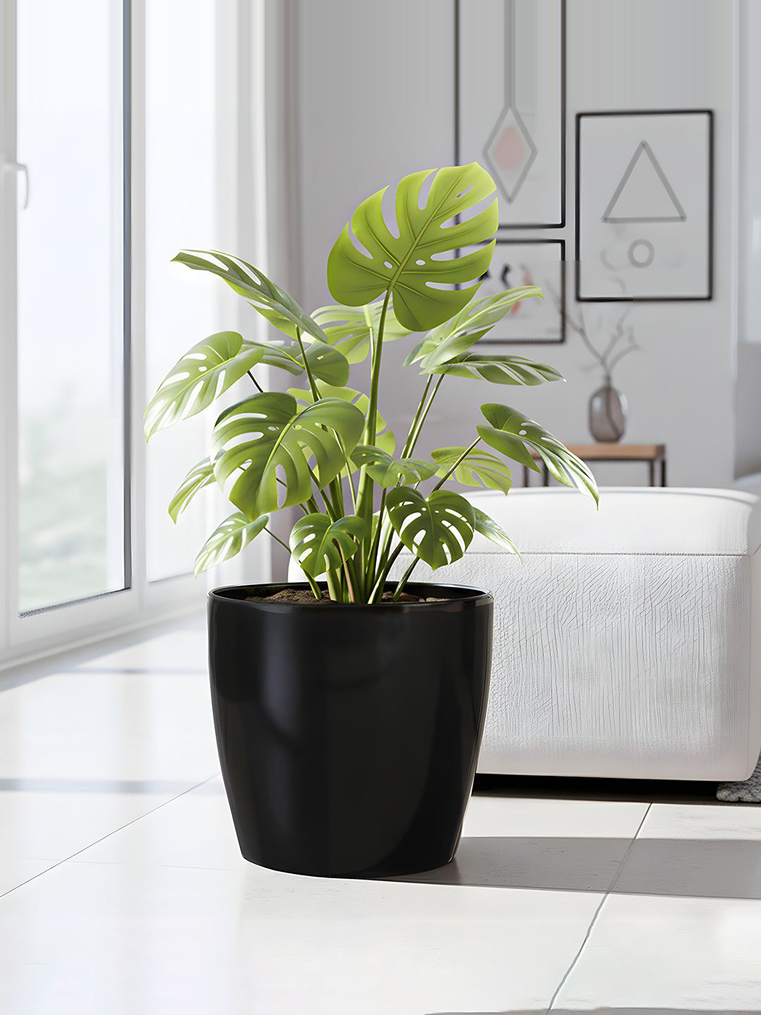 Kuber Industries Marioo Black Lightweight Flower Pots