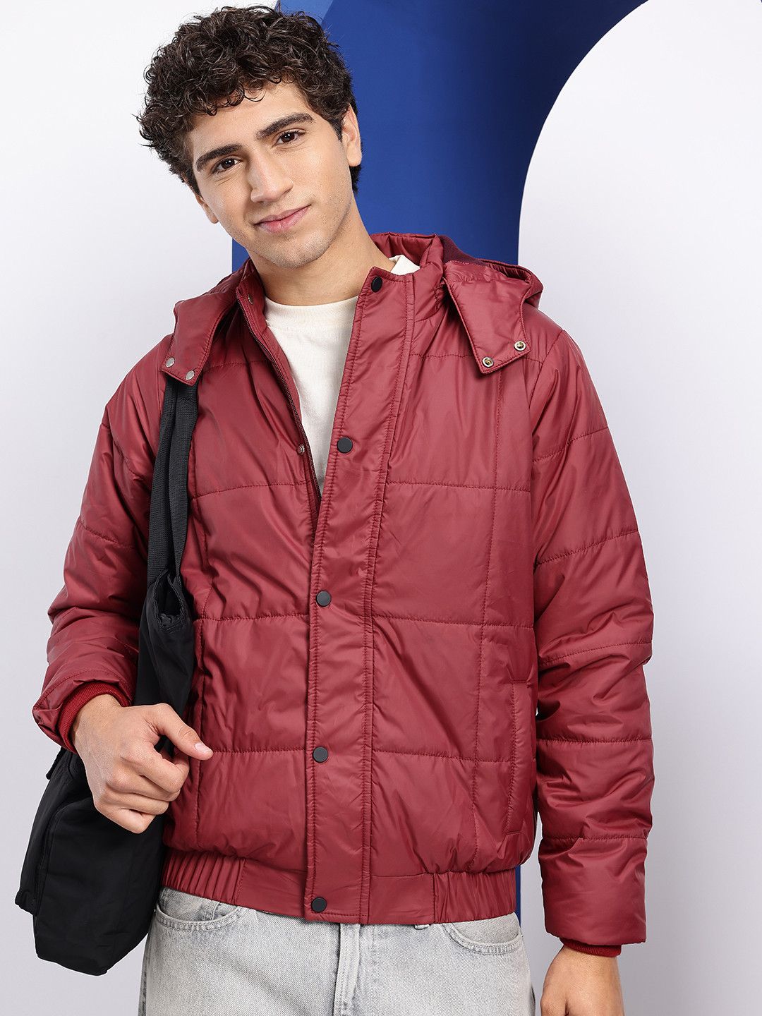 Aeropostale Stand Collar Padded Jacket with Detachable Hood