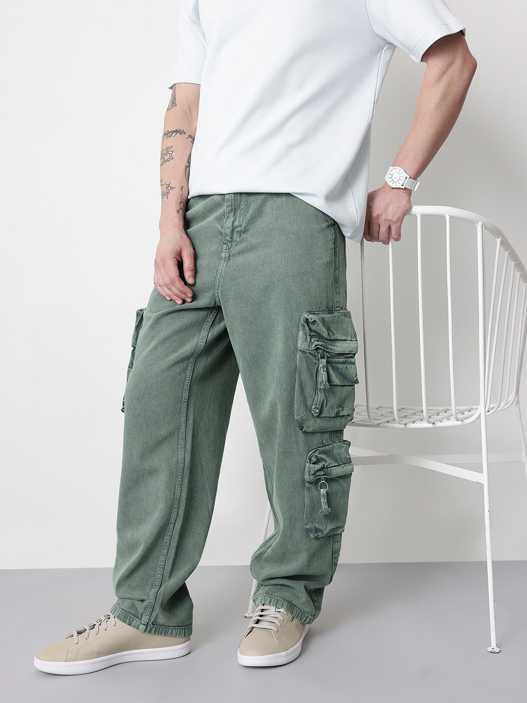 Mast & Harbour Men Washed Effect Mid-Rise Pure Cotton Light Fade Loose Fit Jeans