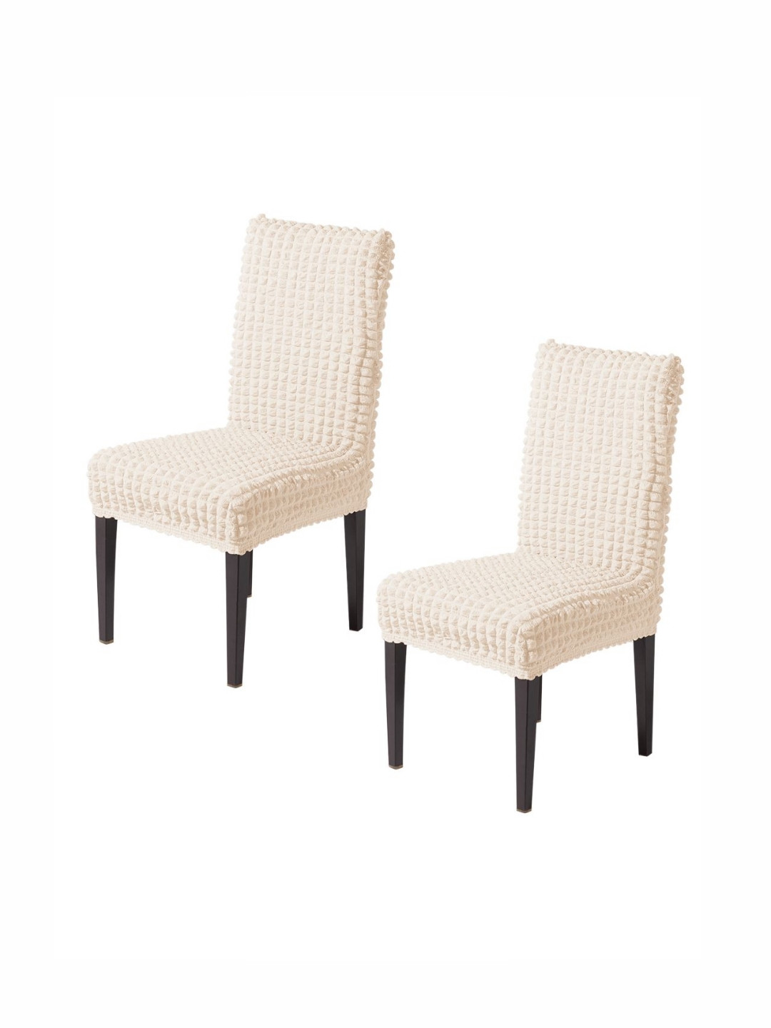 HOKIPO Aria Nova Light Cream Set of 2 280 GSM Bubble Stretchable Dining Chair Covers