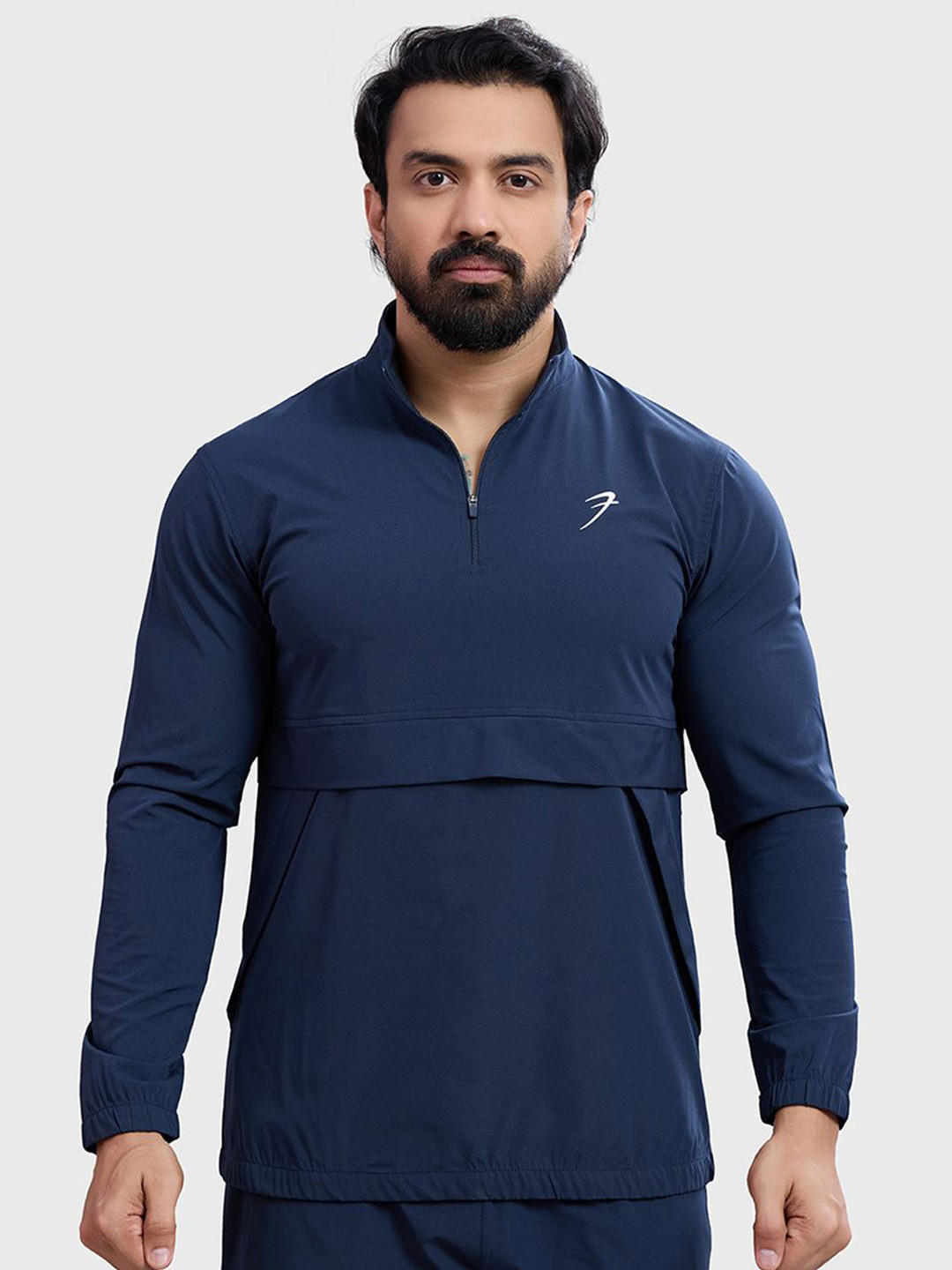 FUAARK Men Anti Odour Thread Pullover Zip Closure High Neck T-shirt