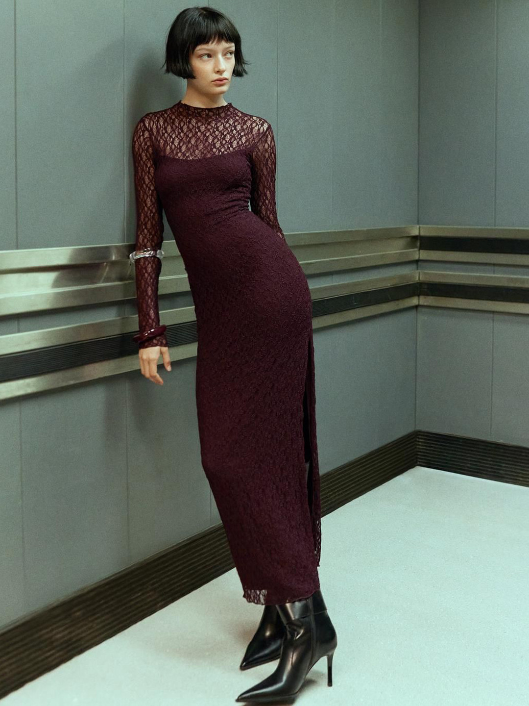 Bershka Women Blonde Chiffon Sheath Maxi Dress