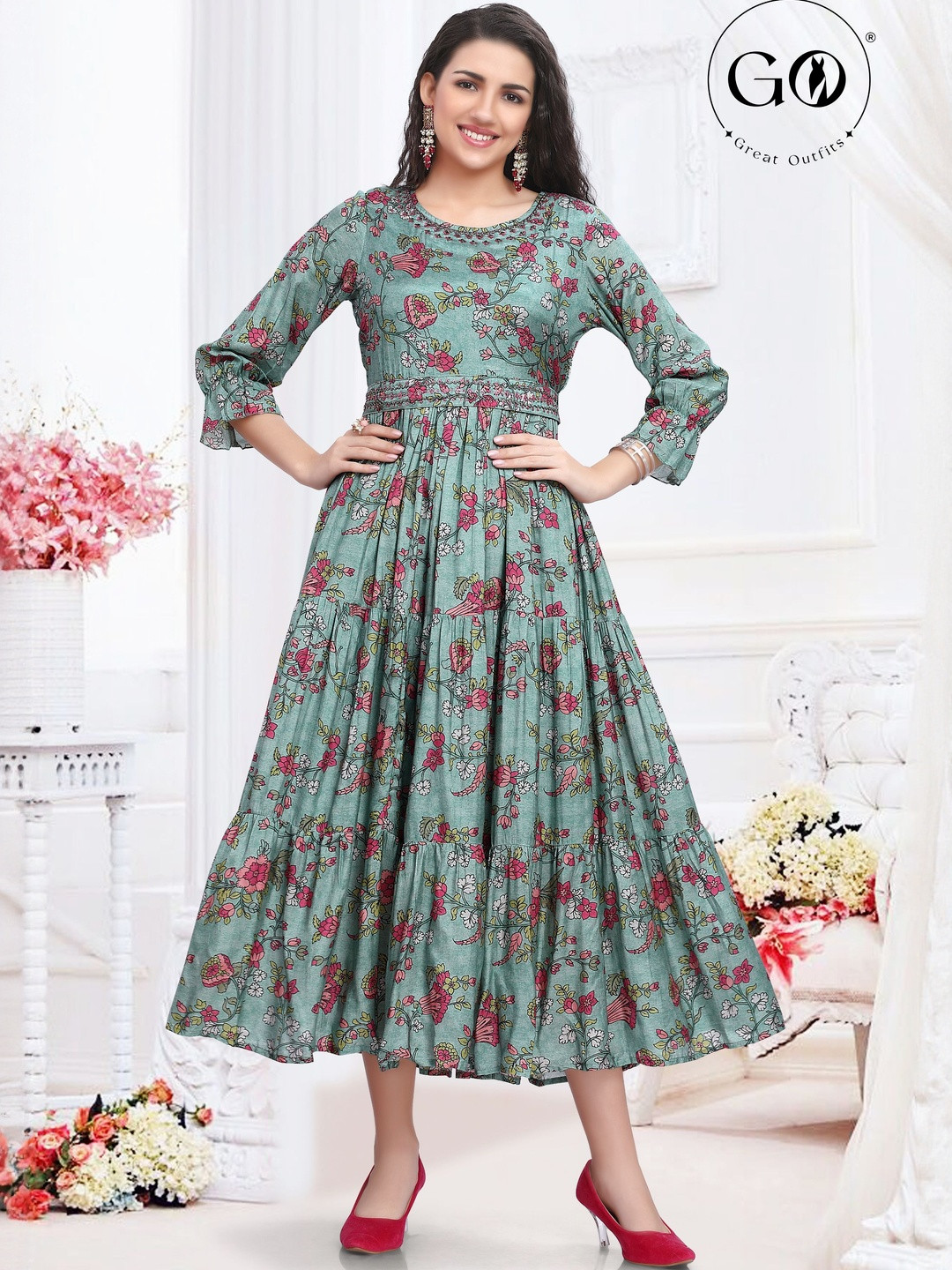 GREAT OUTFITS Women Green Modal  Kurtis
