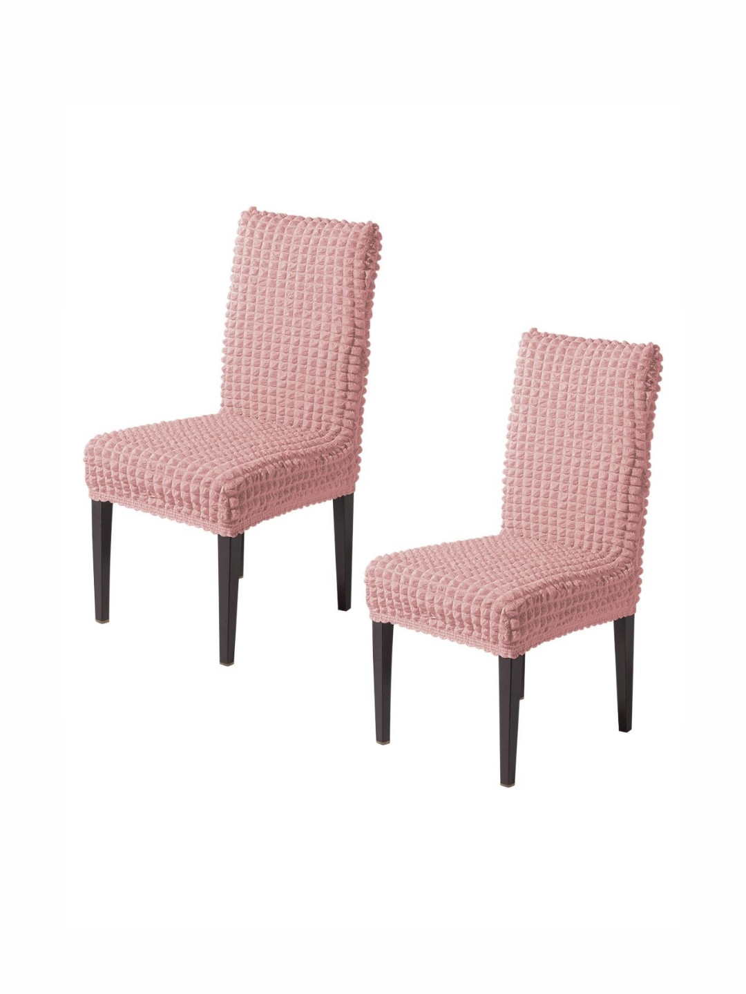 HOKIPO Aria Nova Tea Rose Pink Set of 2 280 GSM Bubble Stretchable Dining Chair Covers