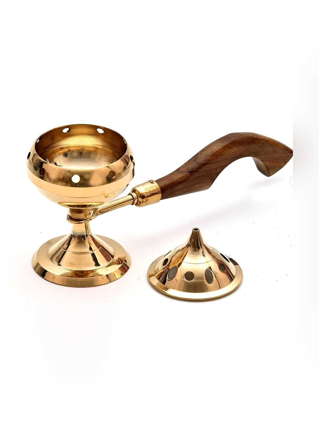 SanatanSiddhi Yellow & Brown Glossy Traditional Incense Burner