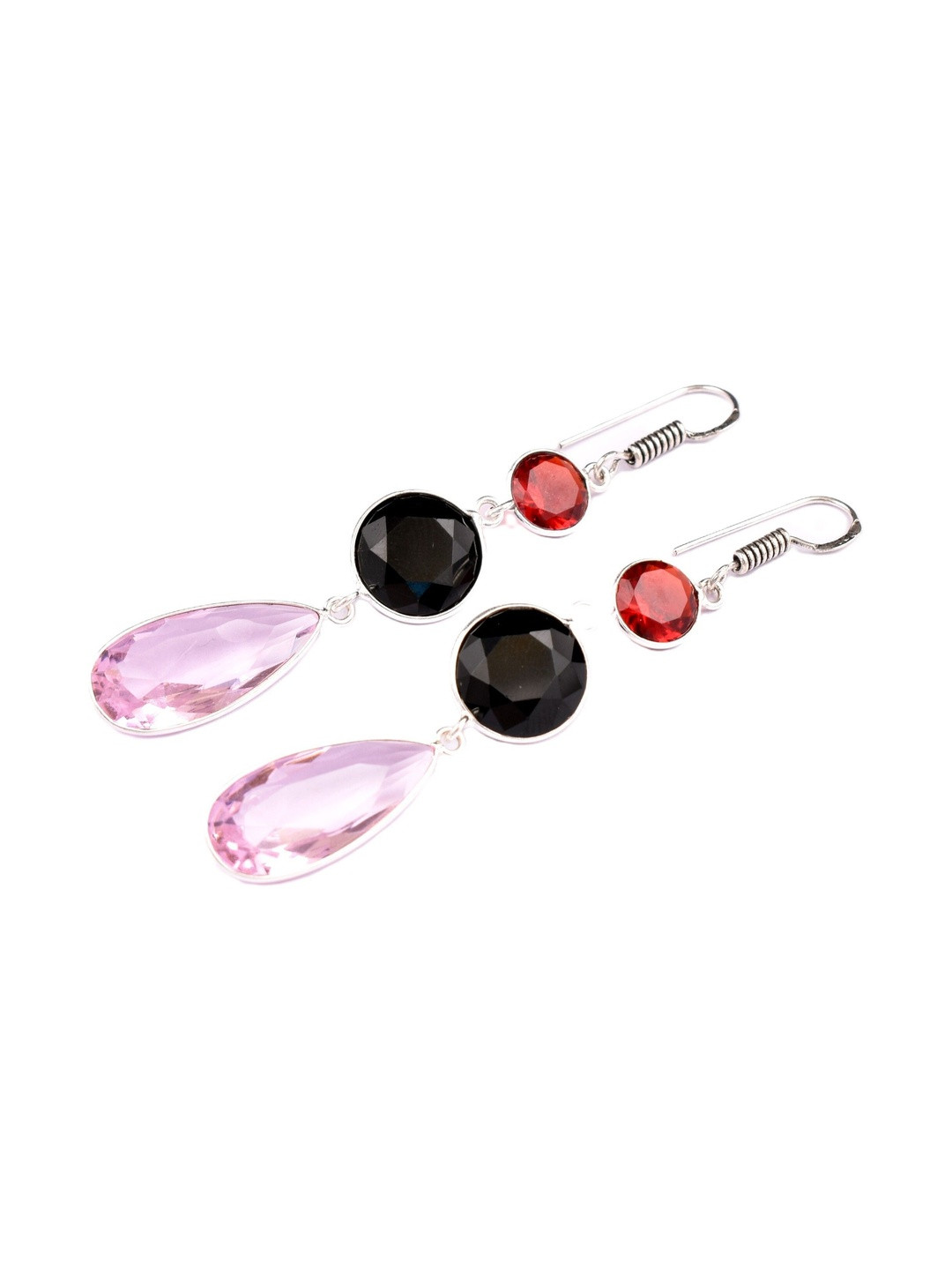AAR Jewels Rhodium-Plated German Silver Garnet Drop Earrings