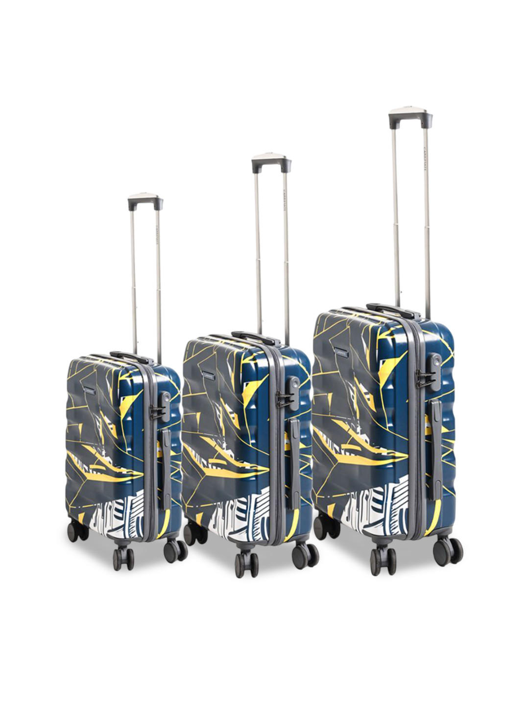 CARRIMATE Set Of 3 Madrid Printed 360 Spinner Wheels Anti-Theft Hard-Sided Trolley Bag