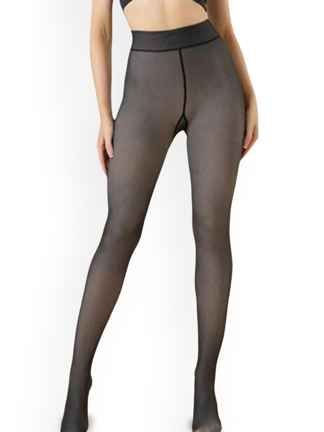 INNER ENRICH Dual Tone Warm Fur Fleece Thermal Woollen Semi Sheer Look Stockings