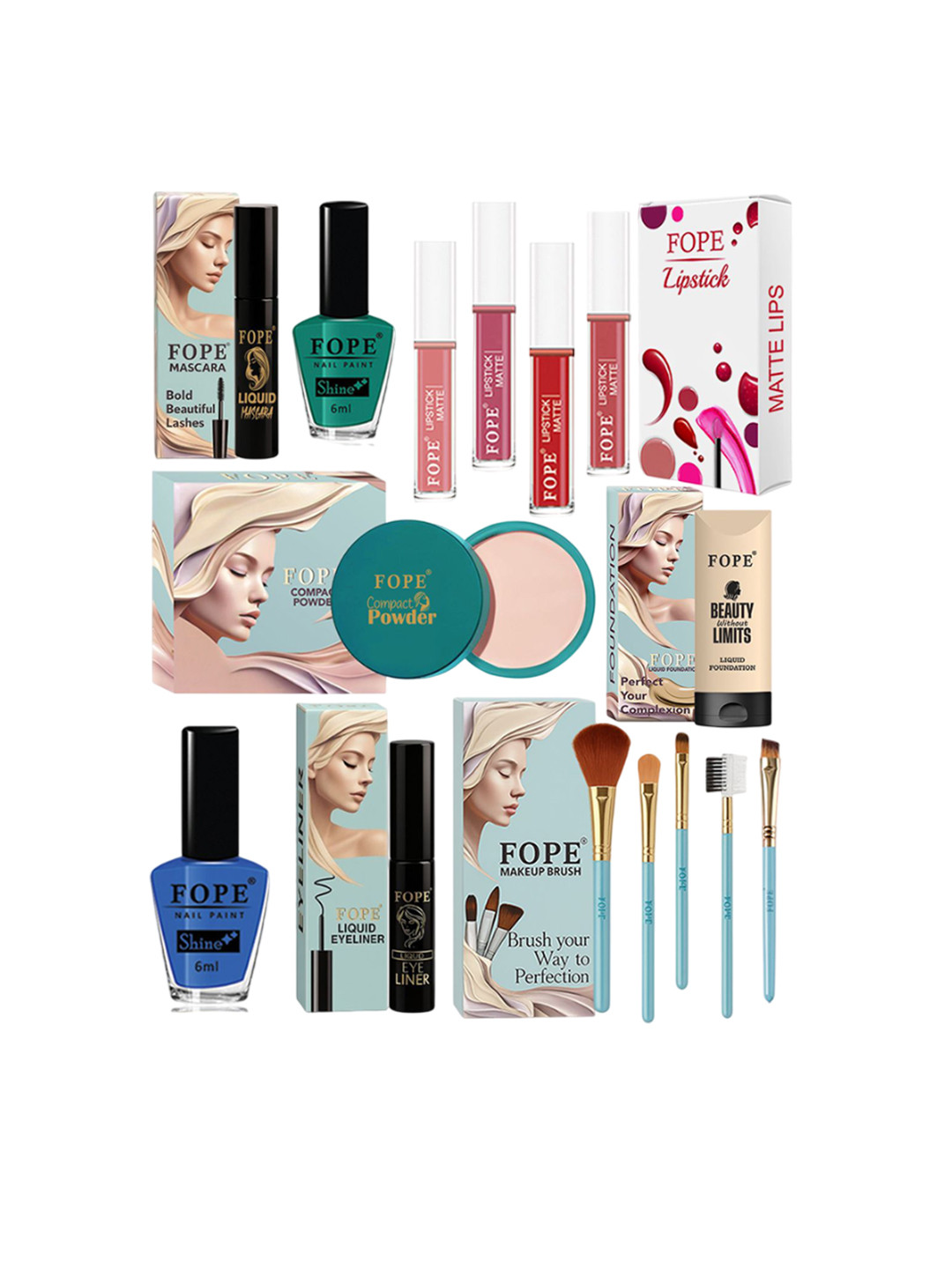 FOPE Set Of 15 All In One Long Lasting Makeup Combo