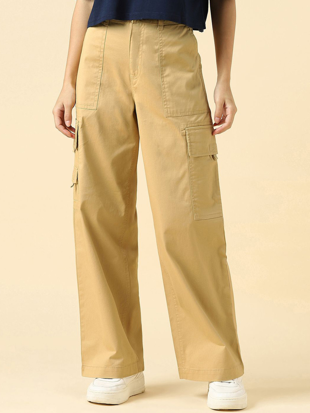 Allen Solly Woman Mid-Rise Regular Fit Cargos Trousers