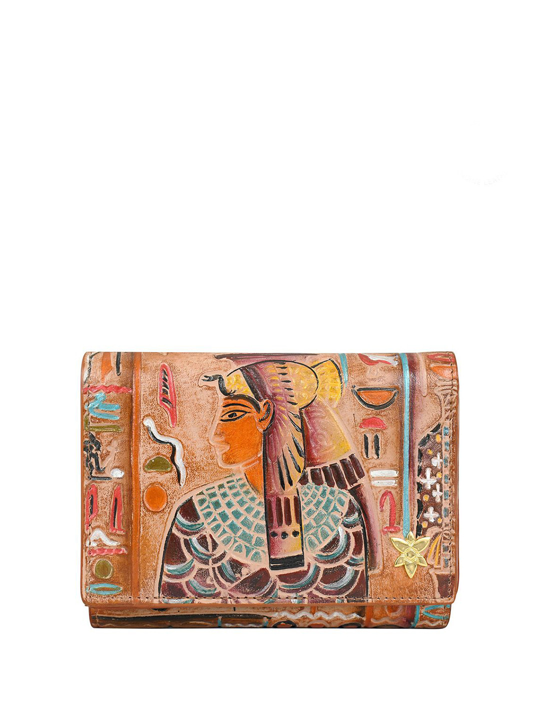 Anuschka Women Ancient Egypt Handpainted Leather Two Fold Wallet
