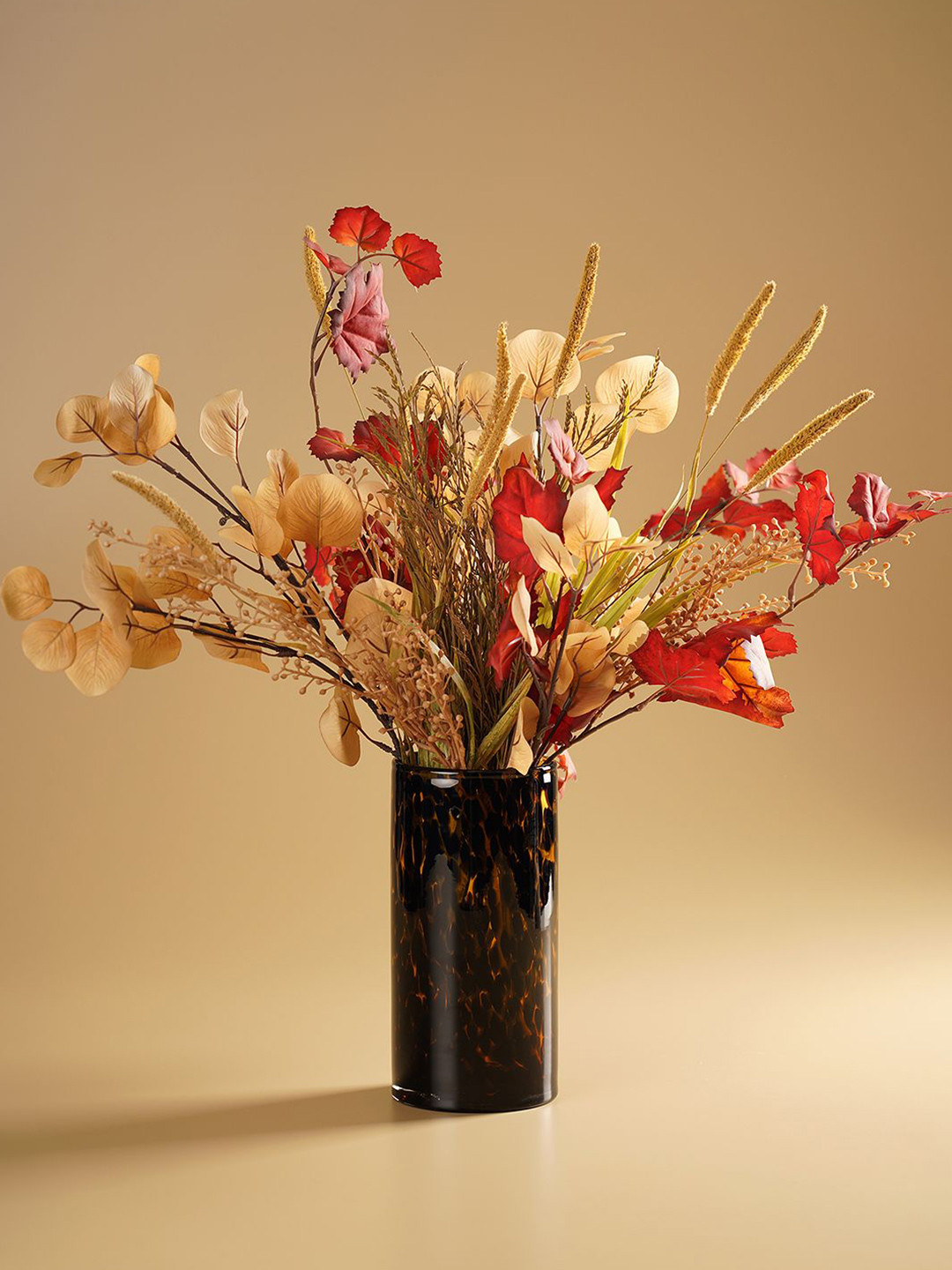 Pure Home and Living Black & Yellow Tortoiseshell Patterned Glass Vase