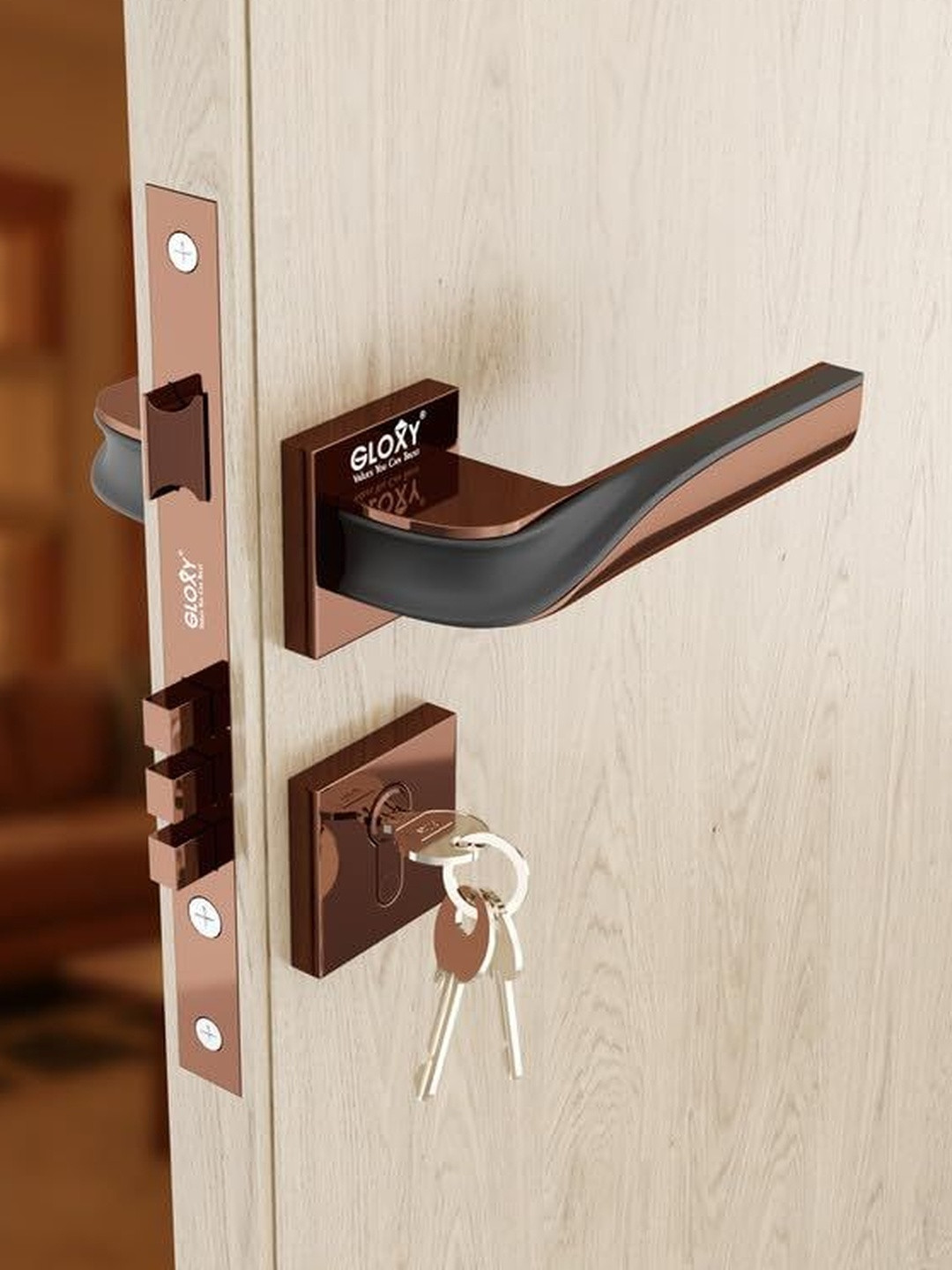GLOXY Rose Gold Toned Stainless Steel Door Lock