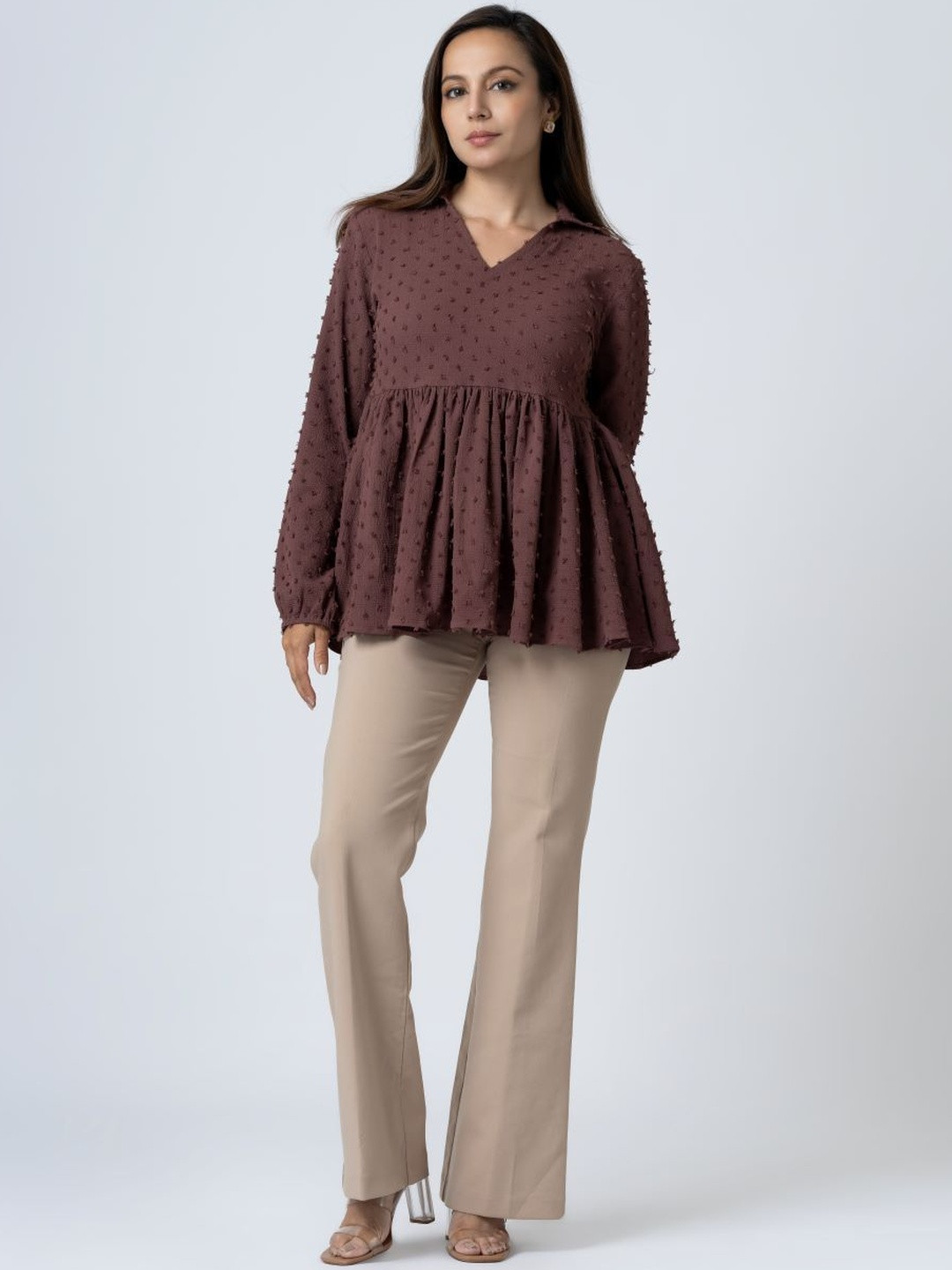 BOONS n PERKKS Women V-Neck Peplum Top