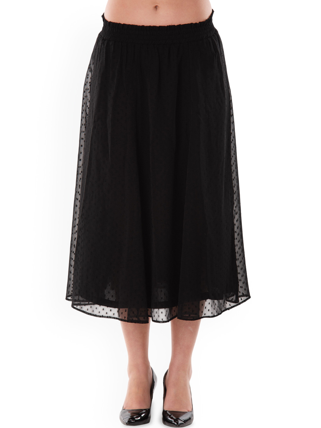 ND & R Self Design Flared Georgette Midi Skirt