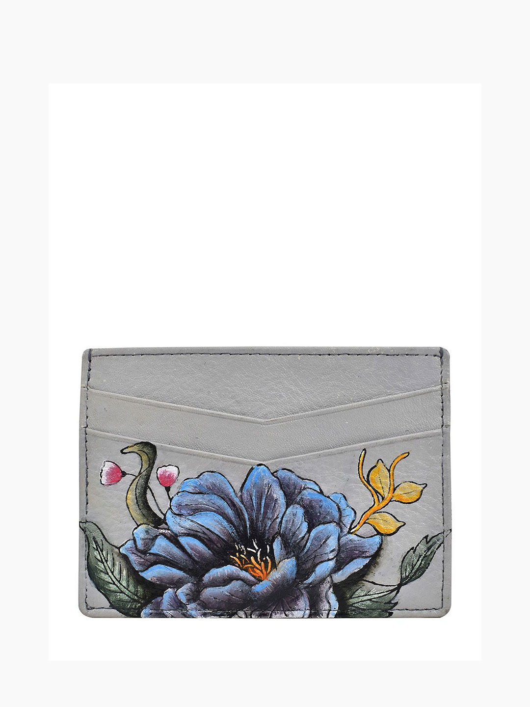 Anuschka Women Floral Hand Painted Leather Card Holder