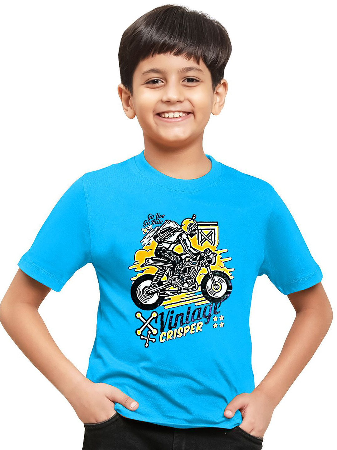 Crisper Boys Graphic Printed Round Neck Pure Cotton T-shirt