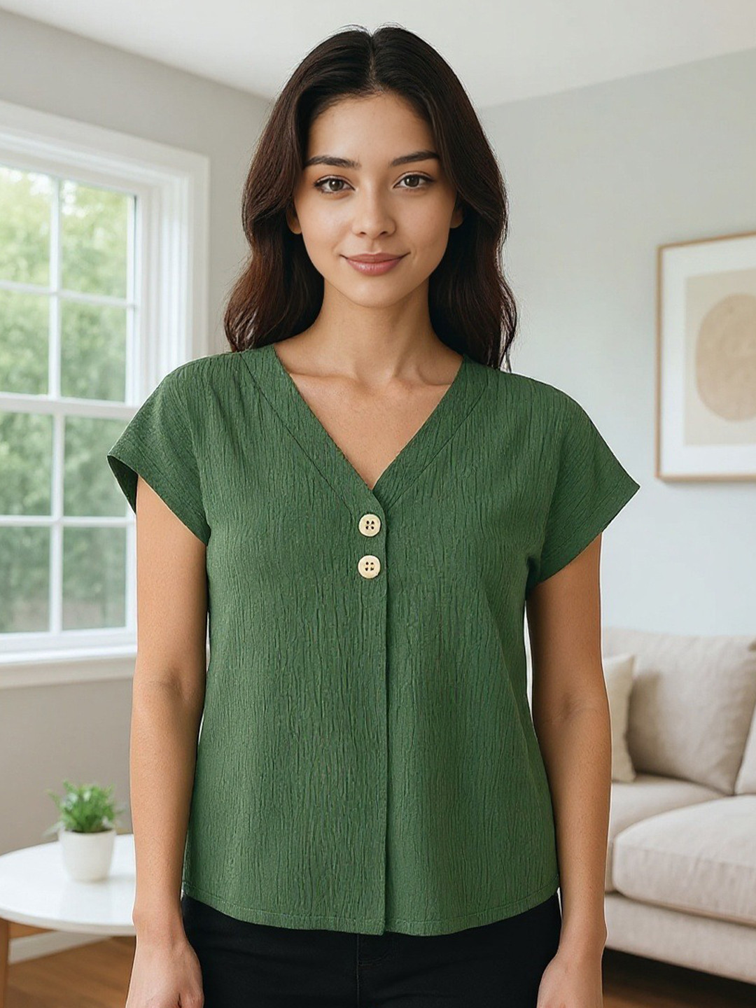all about you Women Extended Sleeves V-Neck Top