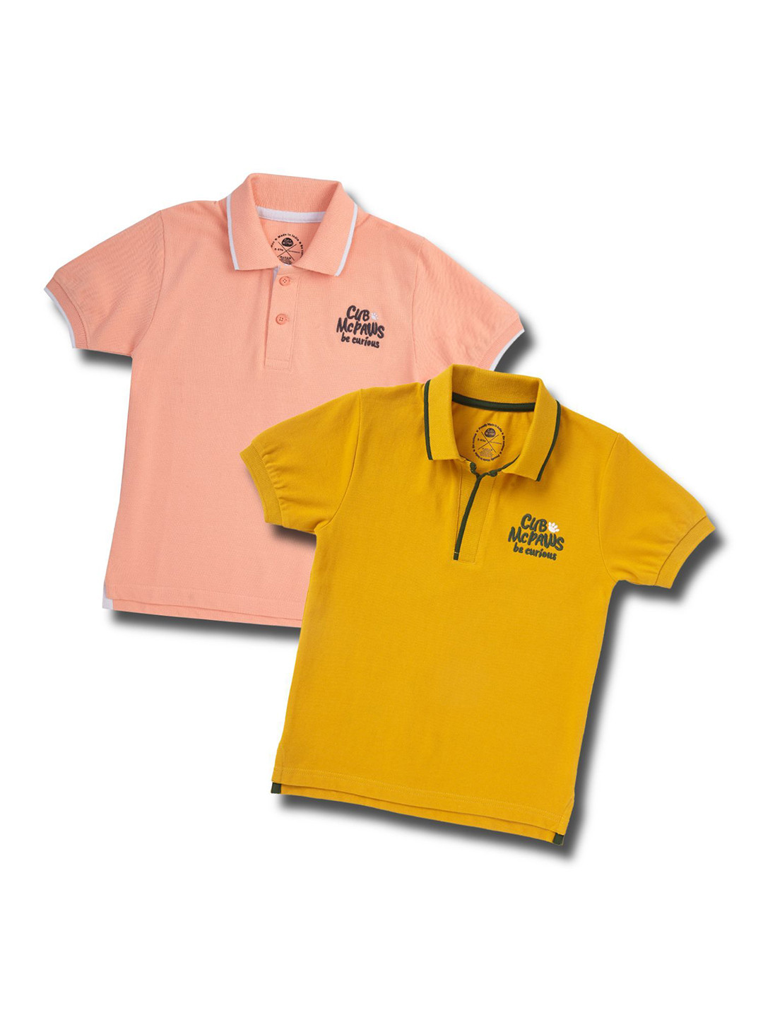 Cub McPaws Boys Pack Of 2 Polo Collar Cotton T-shirt