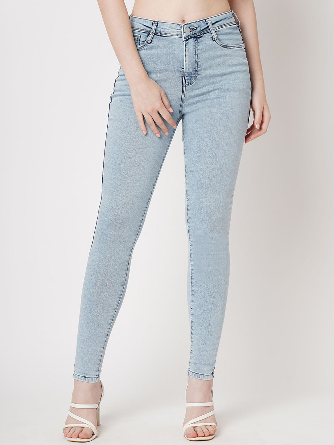 Kraus Jeans Women Skinny Fit High-Rise Light Shade No Fade Stretchable Jeans