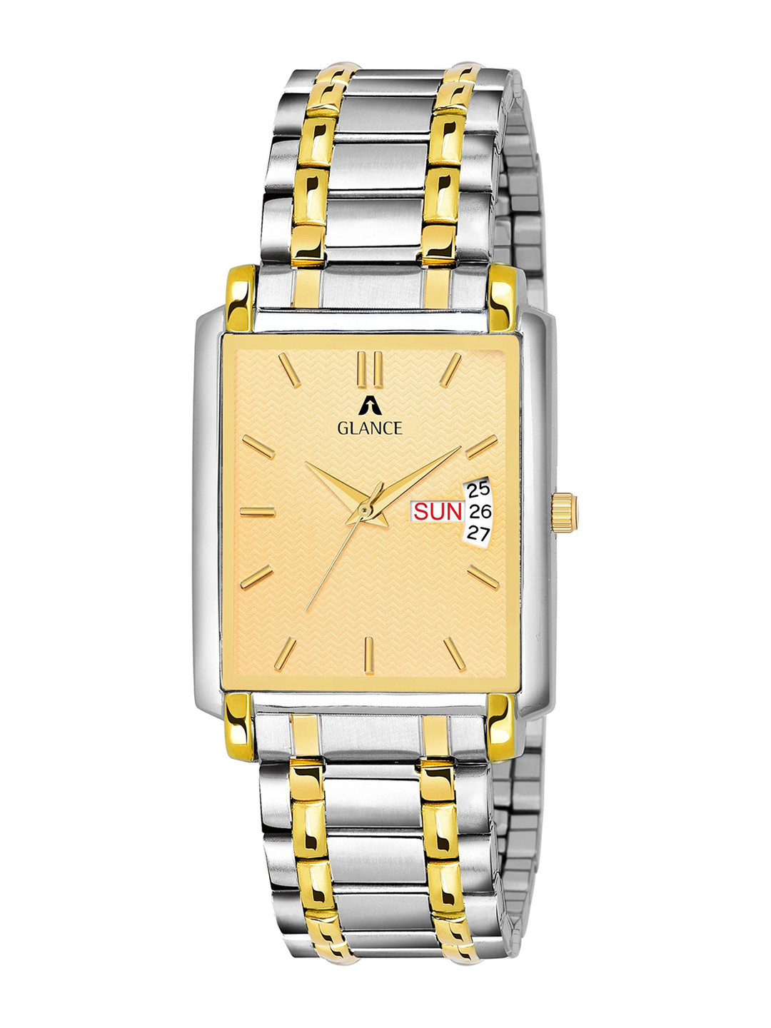 Aglance Unisex Dial & Straps Analogue Watches AG_L_AG1506bm02 Golden Dial Mens Watch