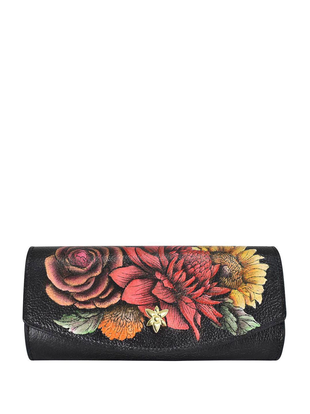 Anuschka Women Floral Printed Leather Envelope