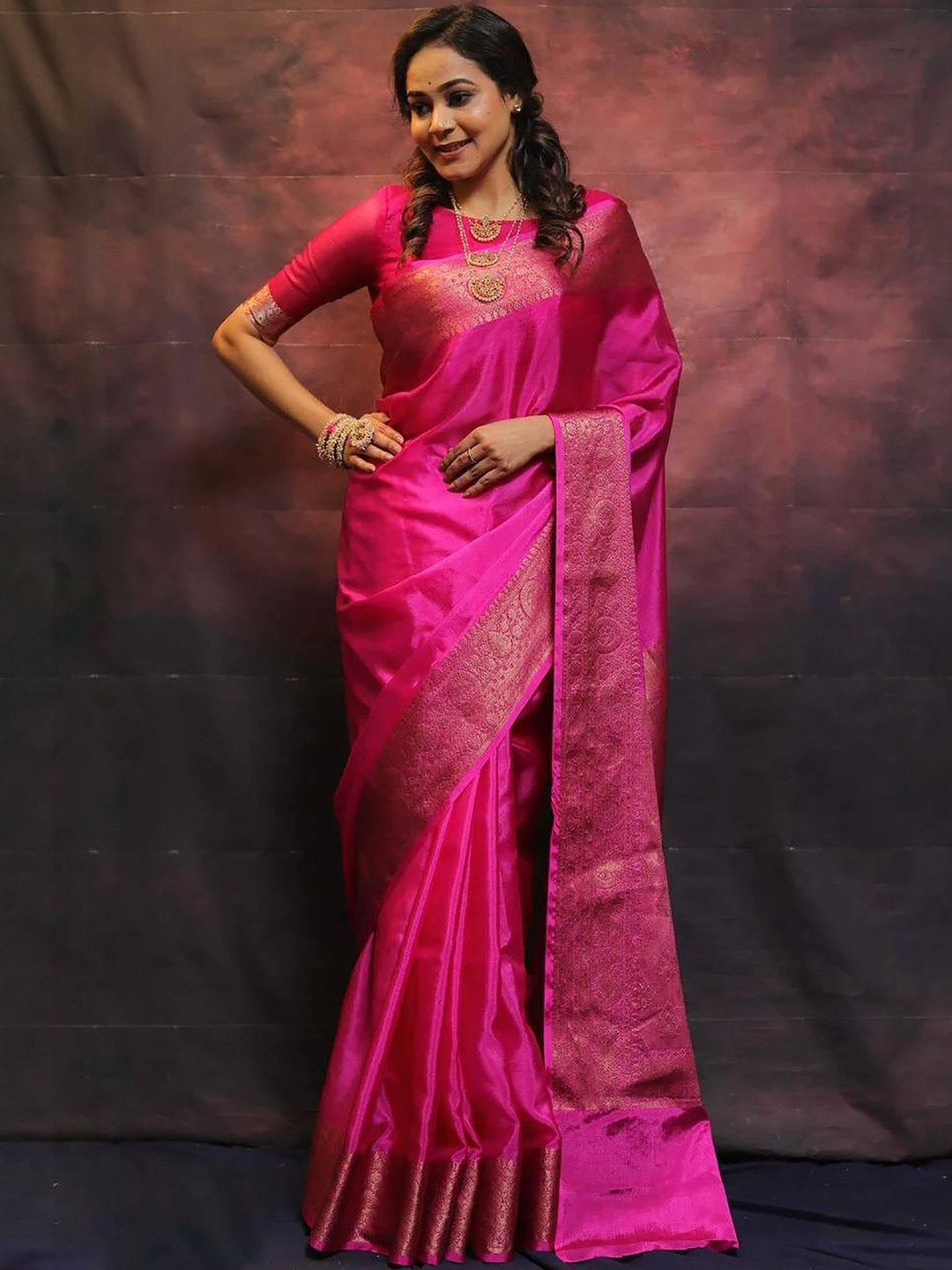 Moda Rapido Woven Design Zari Silk Blend Handloom Banarasi Saree