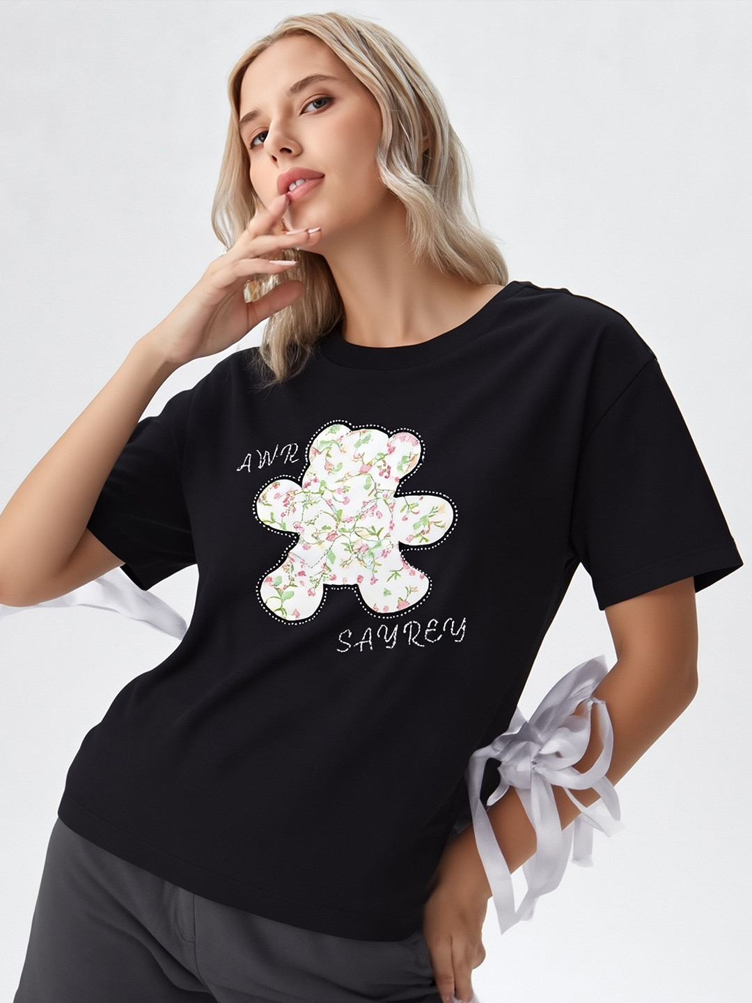 V-Hanu Printed Round Neck Pure cotton Regular Fit T-shirt