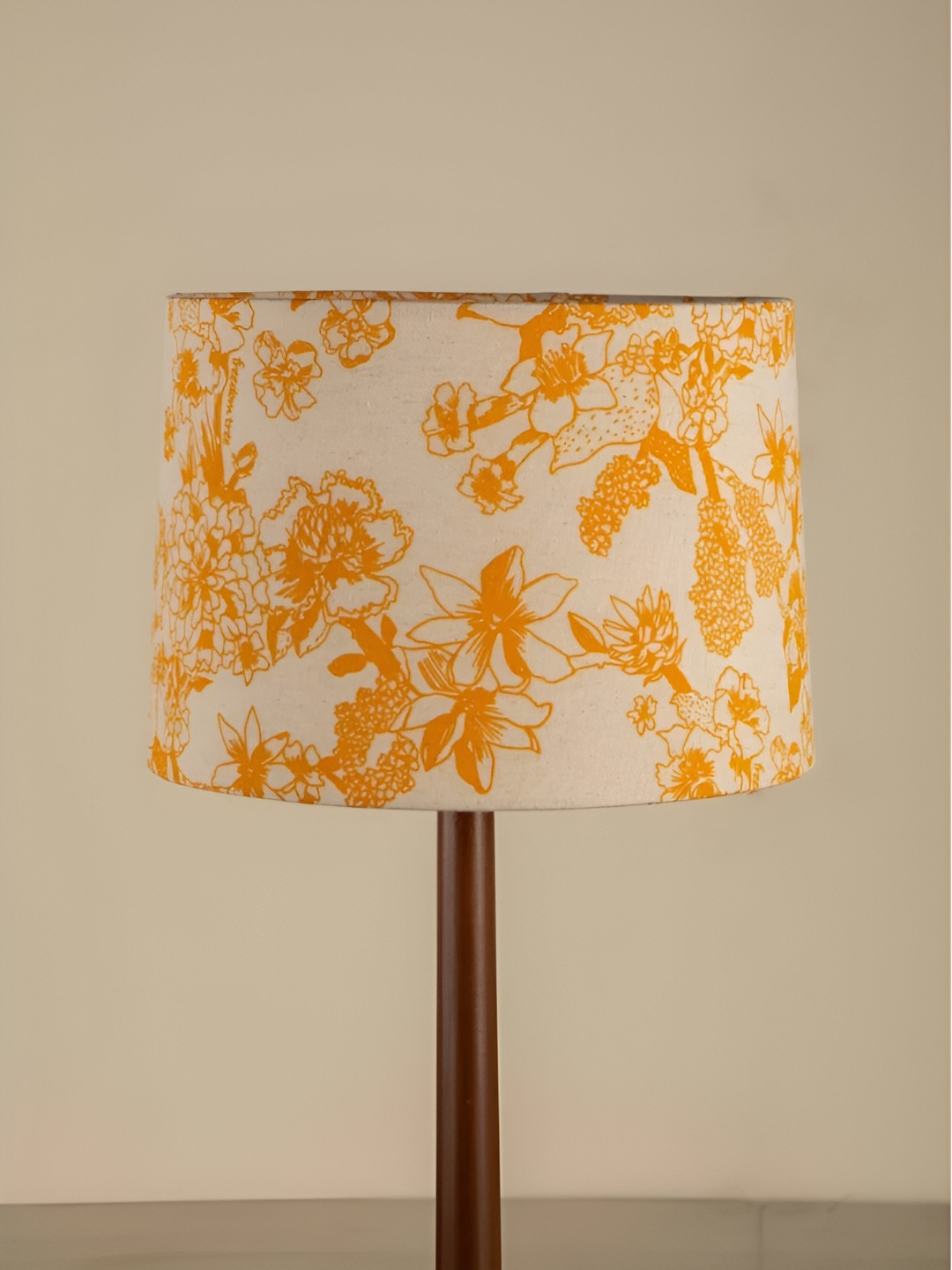 FREEDOM TREE Treetops Yellow & Orange Colored Printed Drum Shape Lamp