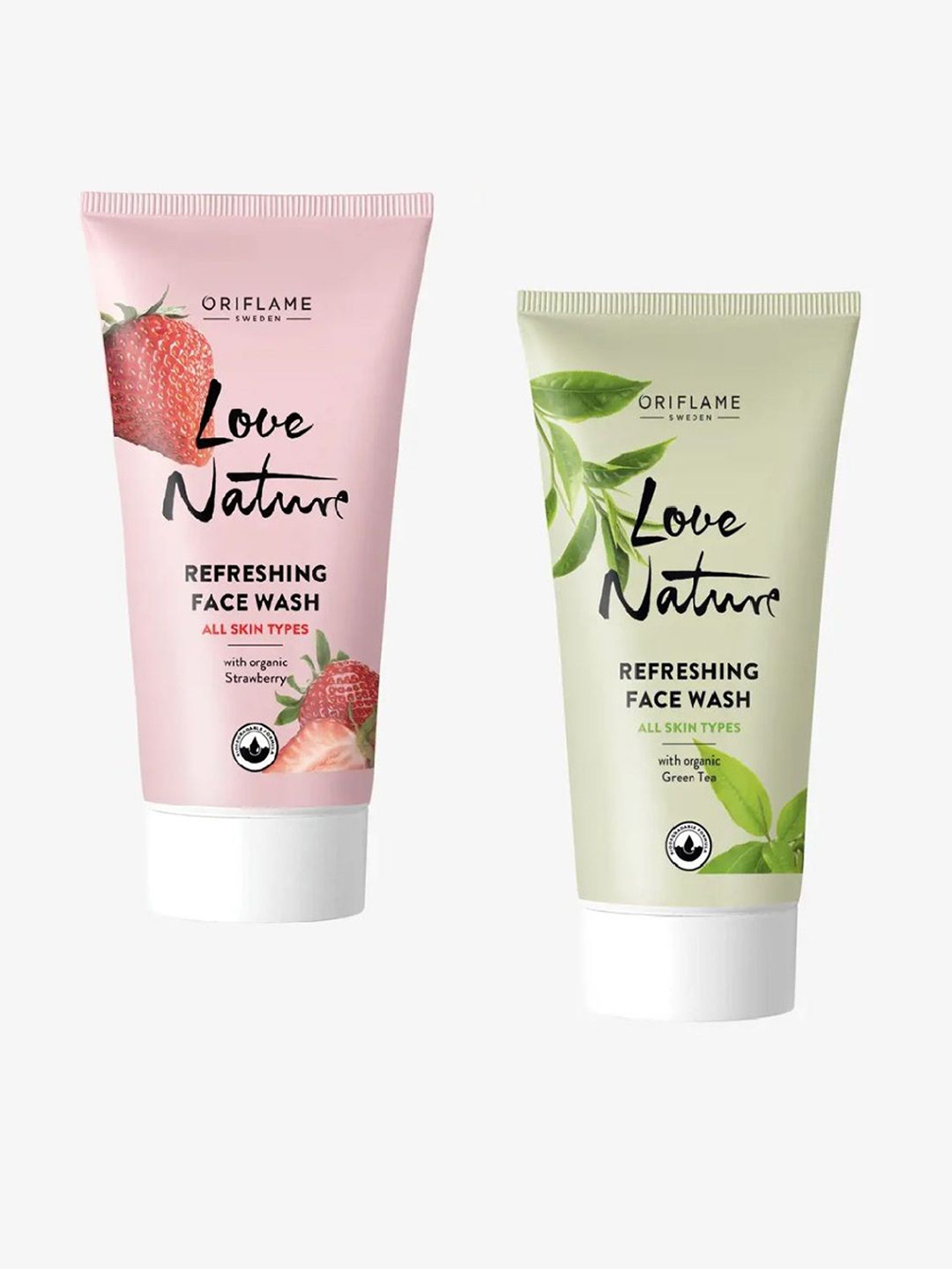Oriflame Set Of 2 Love Nature Refreshing Face Wash With Strawberry & Green Tea- 50 ml Each