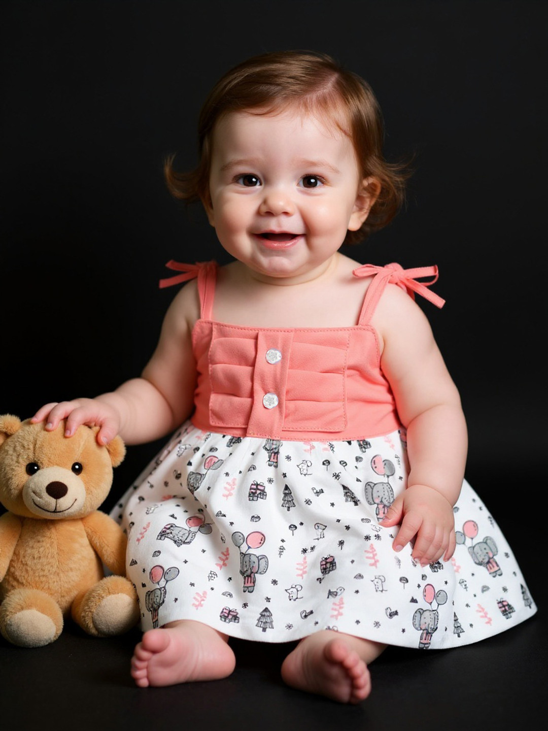 BABYMAX Infant Girls Printed Pure Cotton A-Line Dress With Bloomers