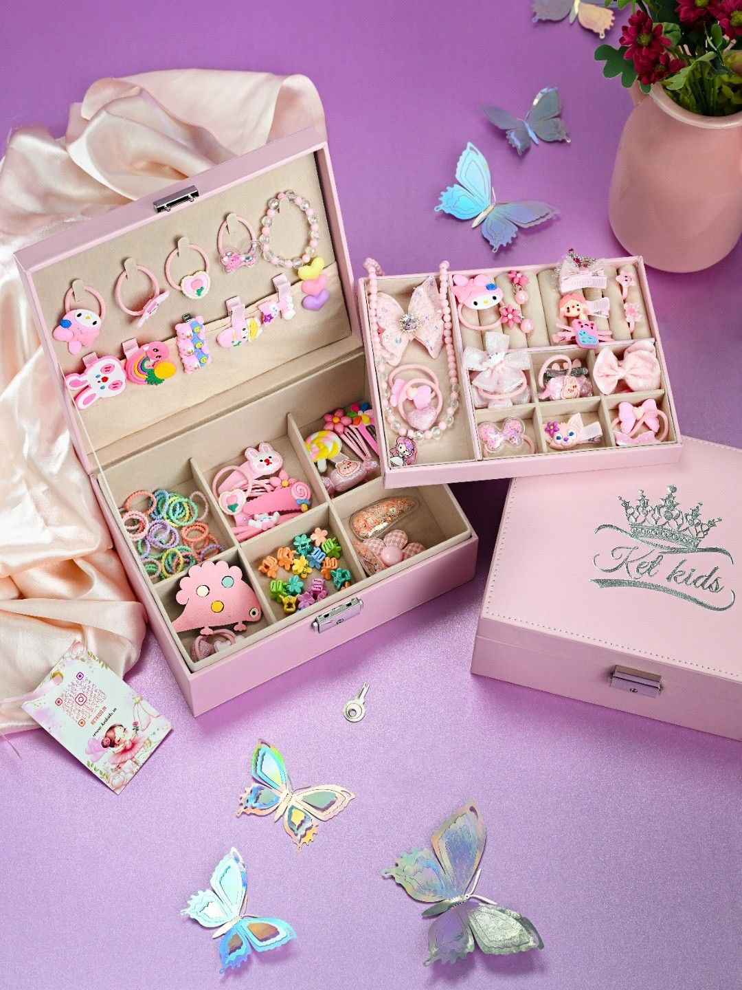 KET KIDS Girls Set of 80 Beaded Hair Accessory Set