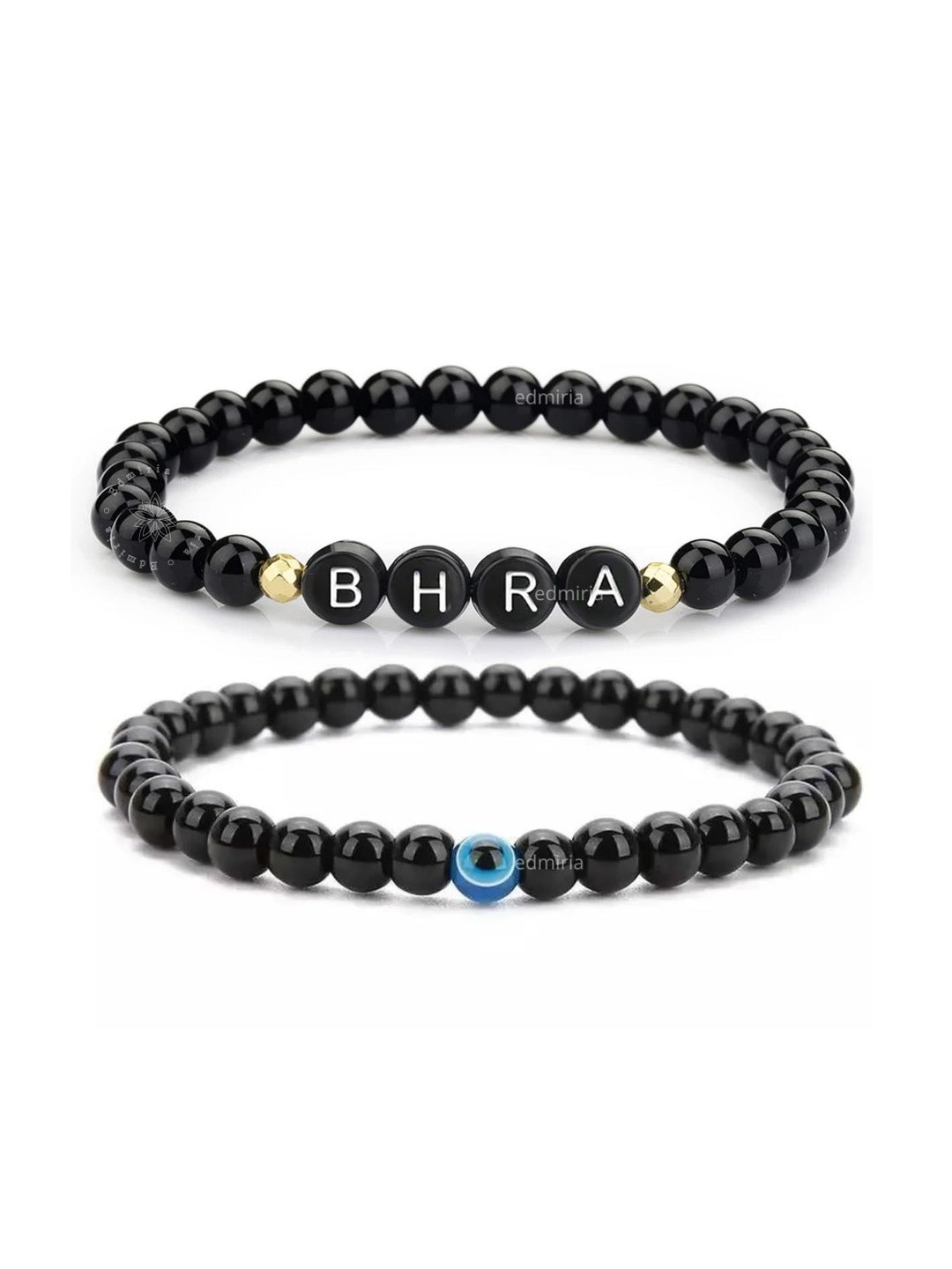 EDMIRIA Pack of 2  Ceramic Bhra+Evil eye Bracelet