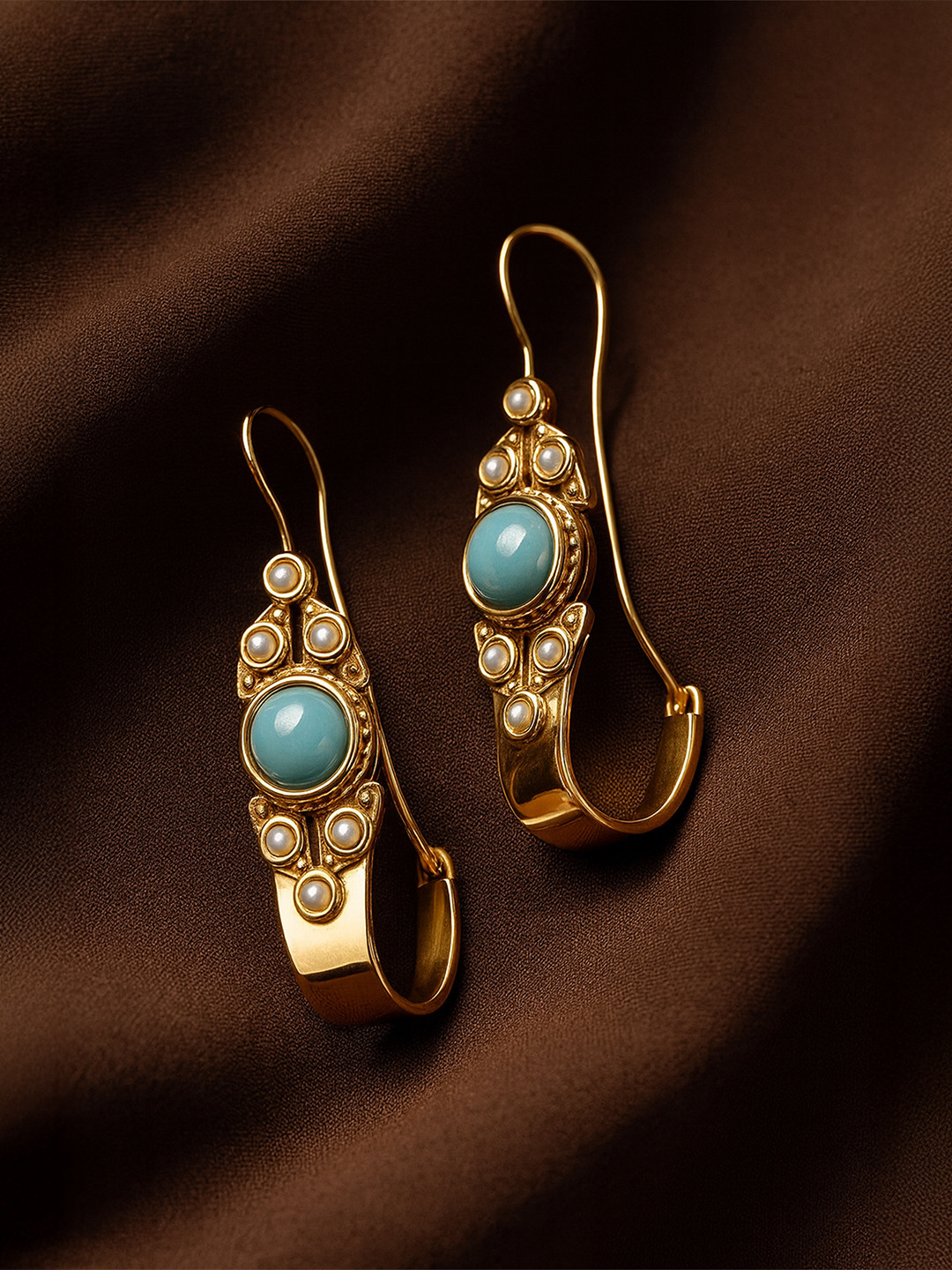 Amalfa 18K Gold Plated Mint Mirage Oxidised Hoop Earrings
