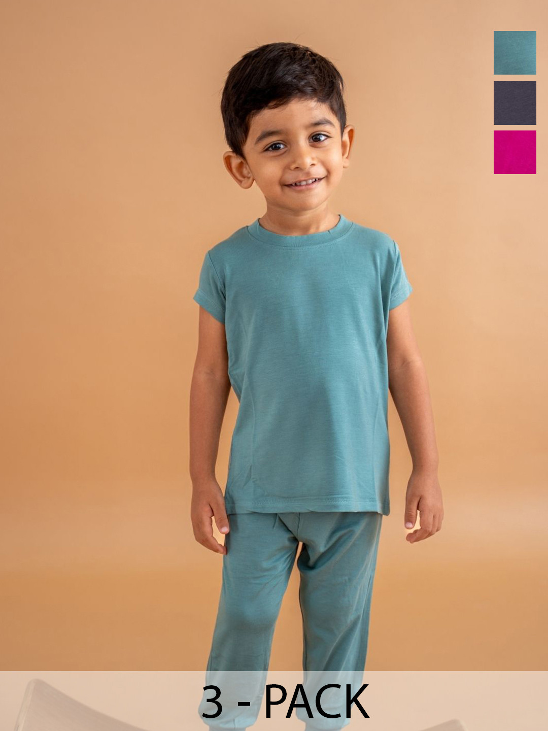 A Toddler Thing Kids Pack Of 3 Round Neck T-shirt With Joggers Clothing Set