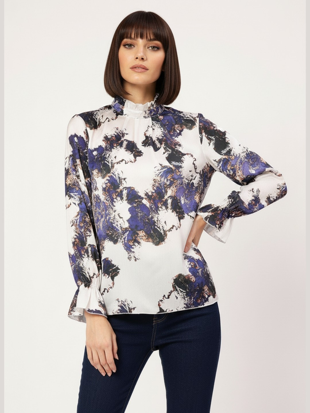 DressBerry Abstract Affection Printed Bell Sleeve Top