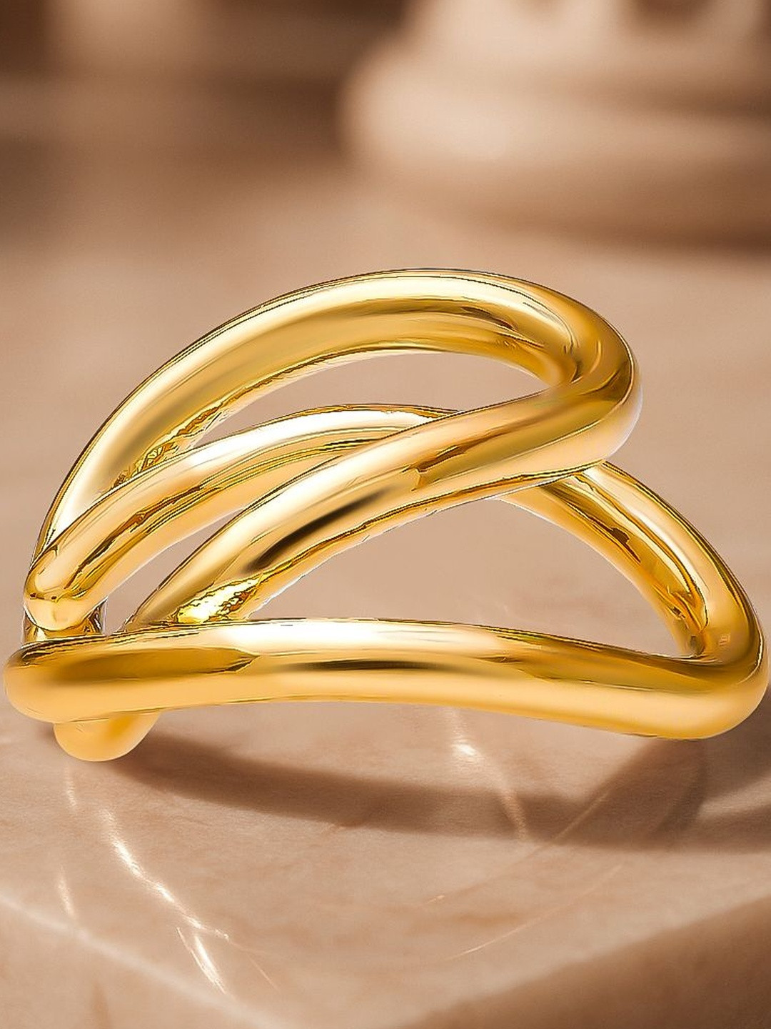 Rubans Voguish Stainless Steel 18K Gold-Plated Contemporary Tarnish-Free Ear Cuff