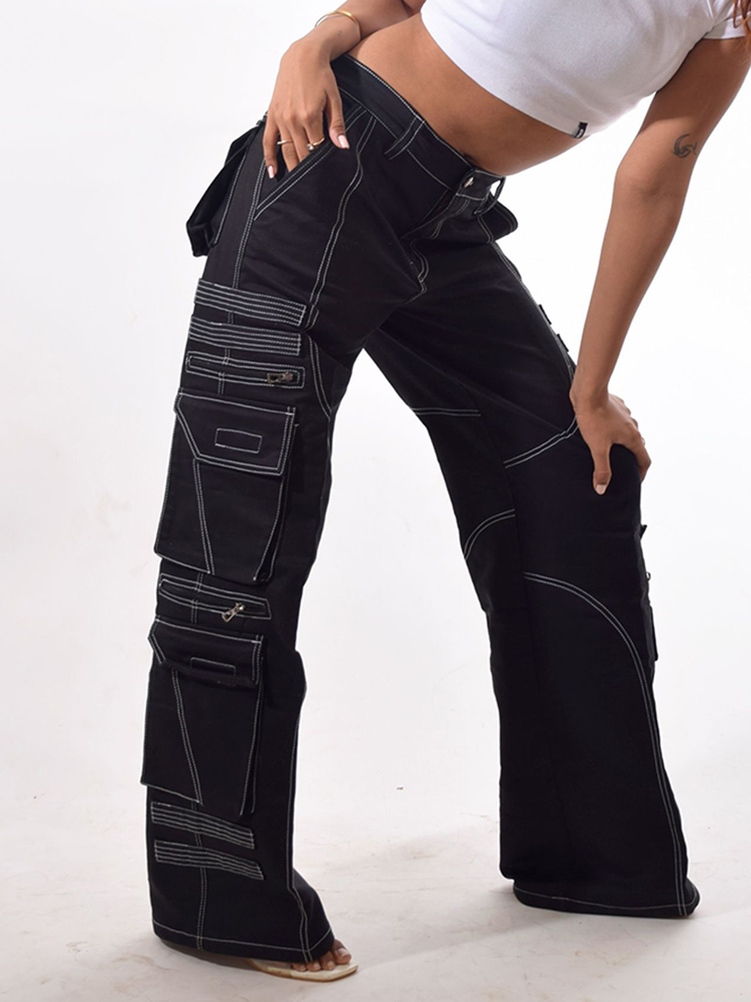 LABEL HINAL JAIN Women Baggy High-Rise Cargos