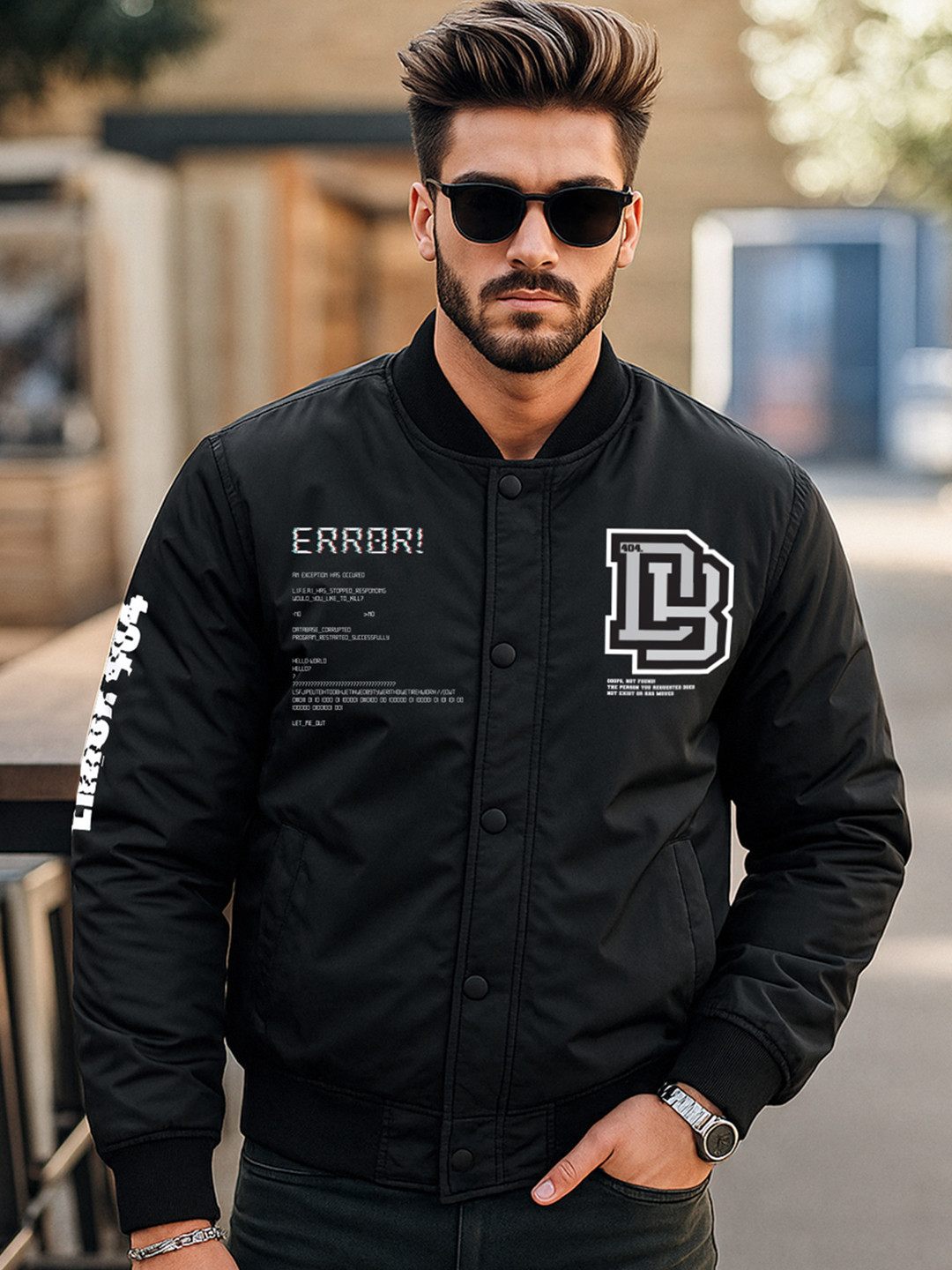 Bewakoof Men Printed Oversized Bomber Jacket