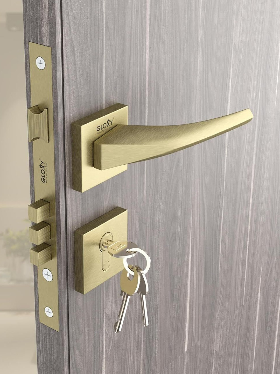 GLOXY Stainless Steel Zinc Antique Finish Door Lock Pull Handle Set