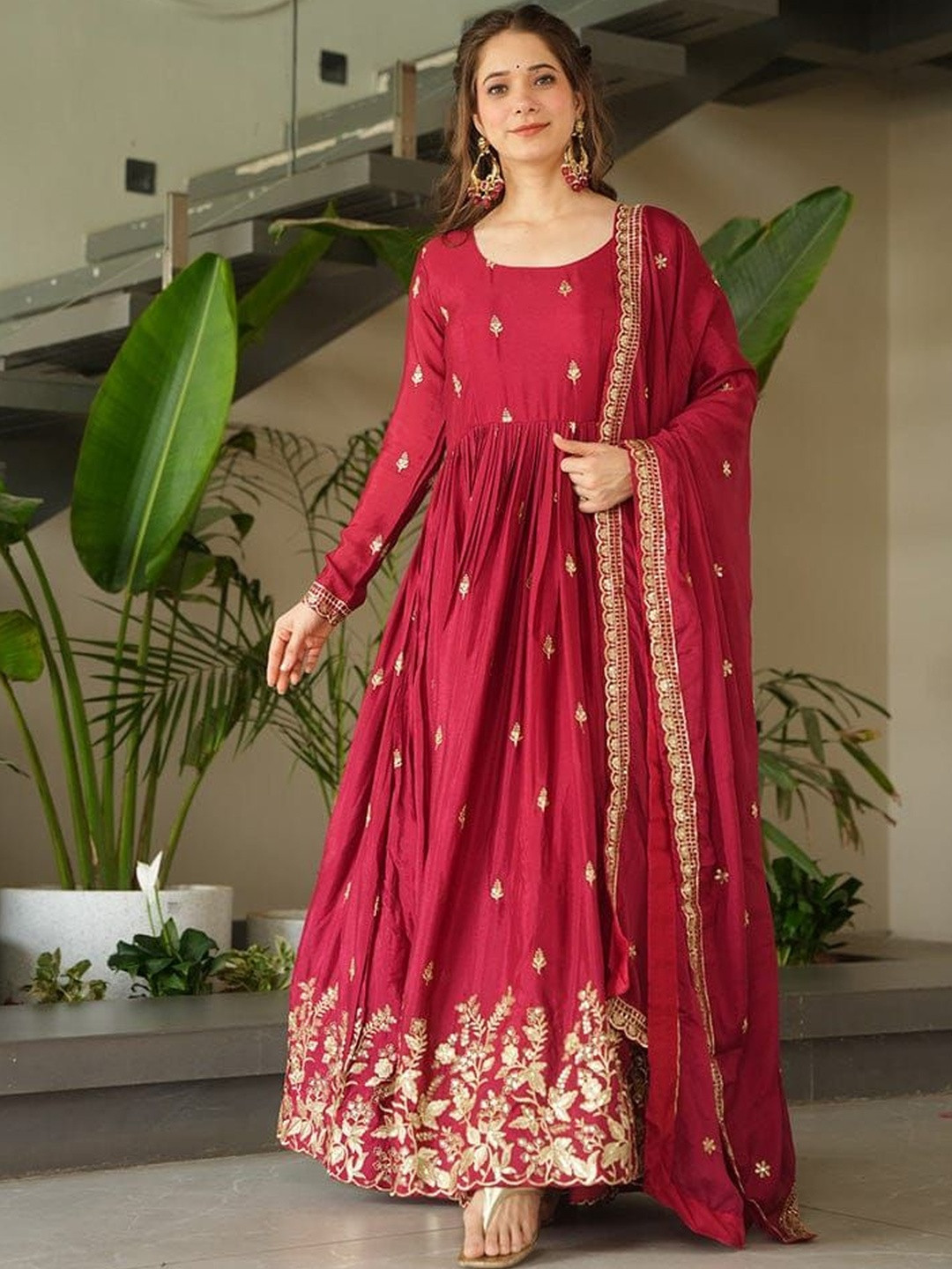 Varsha Fashion Women Ethnic Motifs Embroidered Panelled Kurta With Dupatta