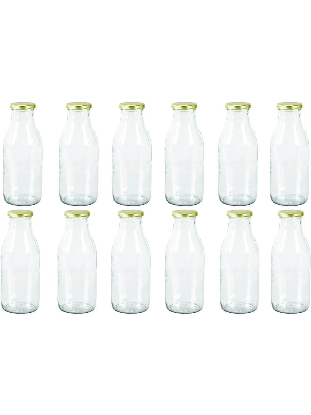 1ST TIME Transparent Glass Freezer Safe Water 12 Pieces Bottle- 500Ml
